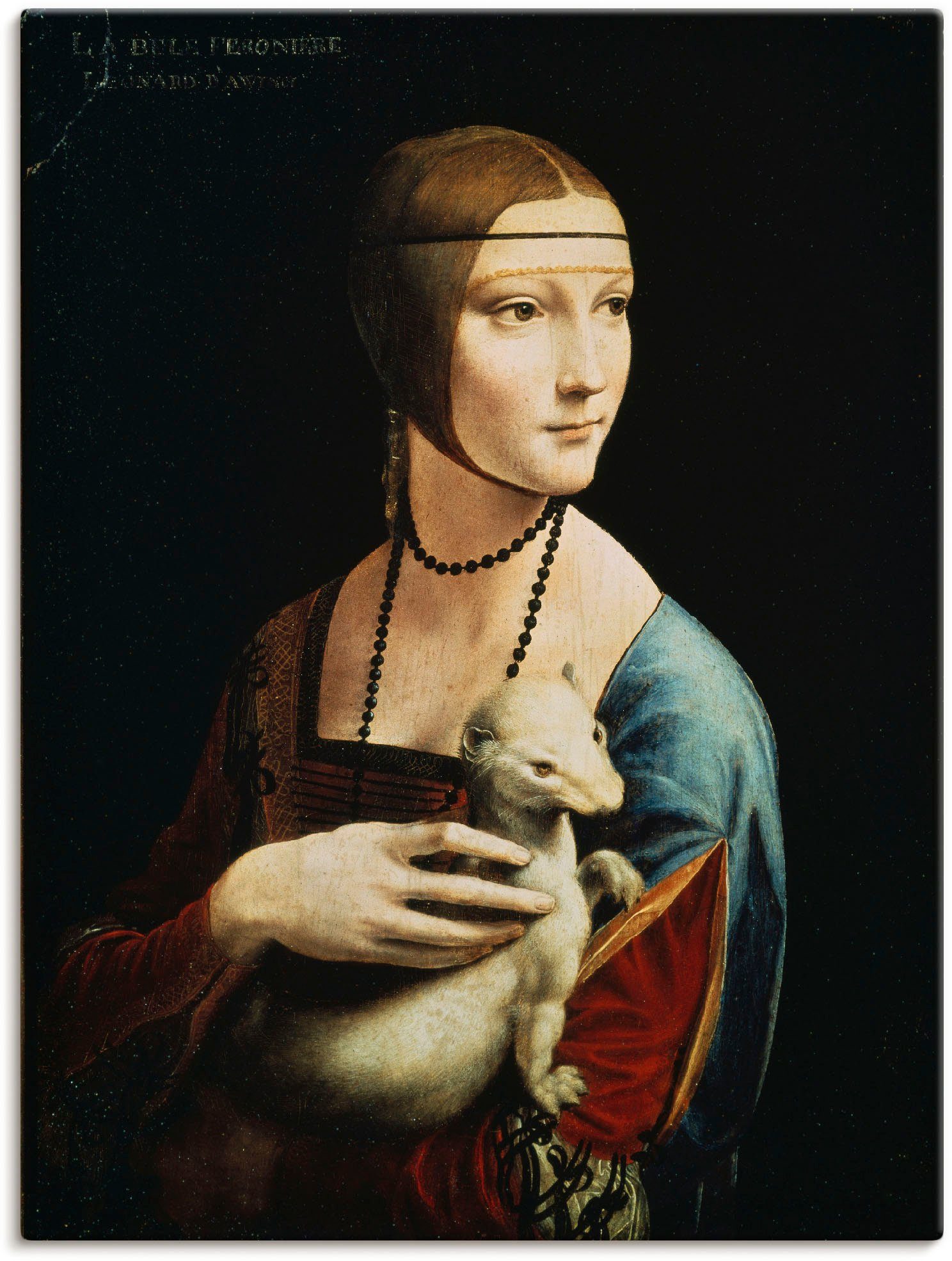Artland Wandbild Dame mit dem Hermelin Porträt, Frau (1 St), als Leinwandbild, Poster in verschied. Größen