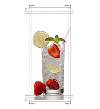 Wallario Duschrückwand Glas Wasser mit Erdbeeren, (1-tlg)