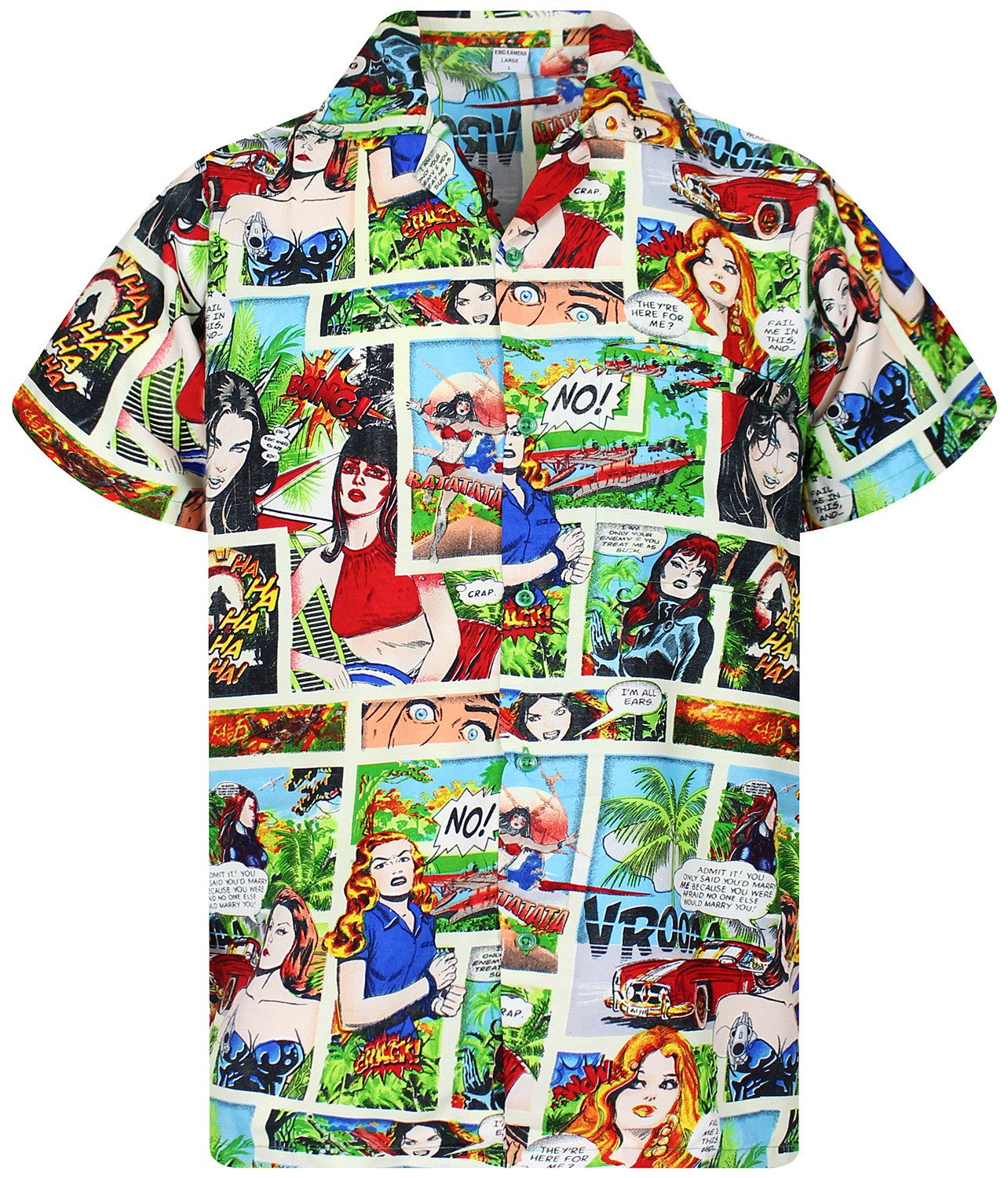 King Kameha Hawaiihemd Comic Funky Hawaii-Hemd Herren Kurzarm Front-Tasche günstig online kaufen