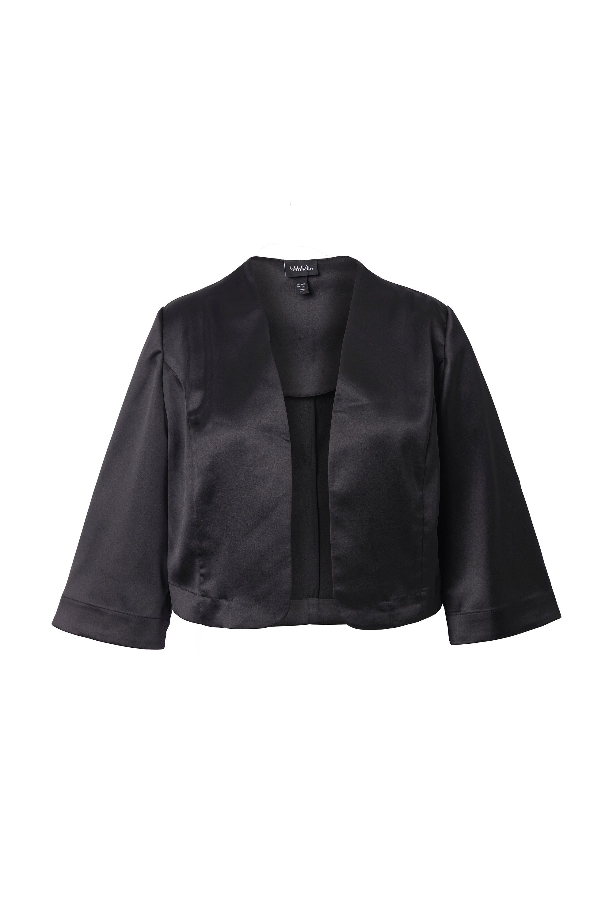 Kurzjacke Satin-Bolero kurz ohne Verschluss Kelchkragen