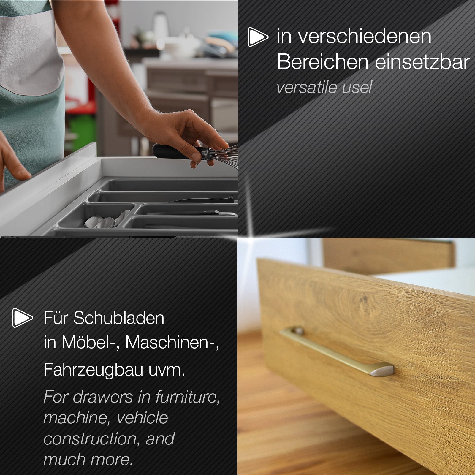 SO-TECH® Auszug Vollauszug kugelgelagert mit Selbsteinzug & SoftClose 45 kg (2 St), Nennlänge 300 mm