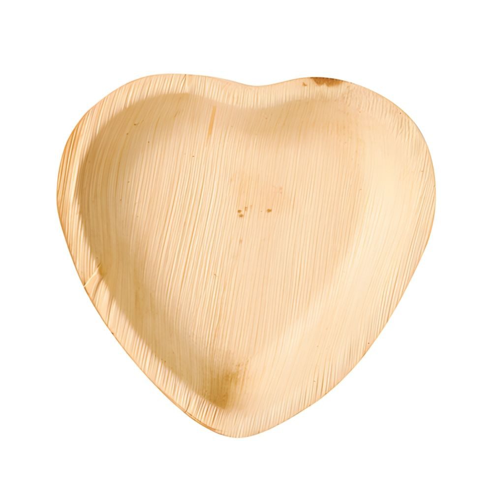 PAPSTAR Einwegteller Teller, Palmblatt pure 15,5 cm x 3 cm Herz 25 Stk