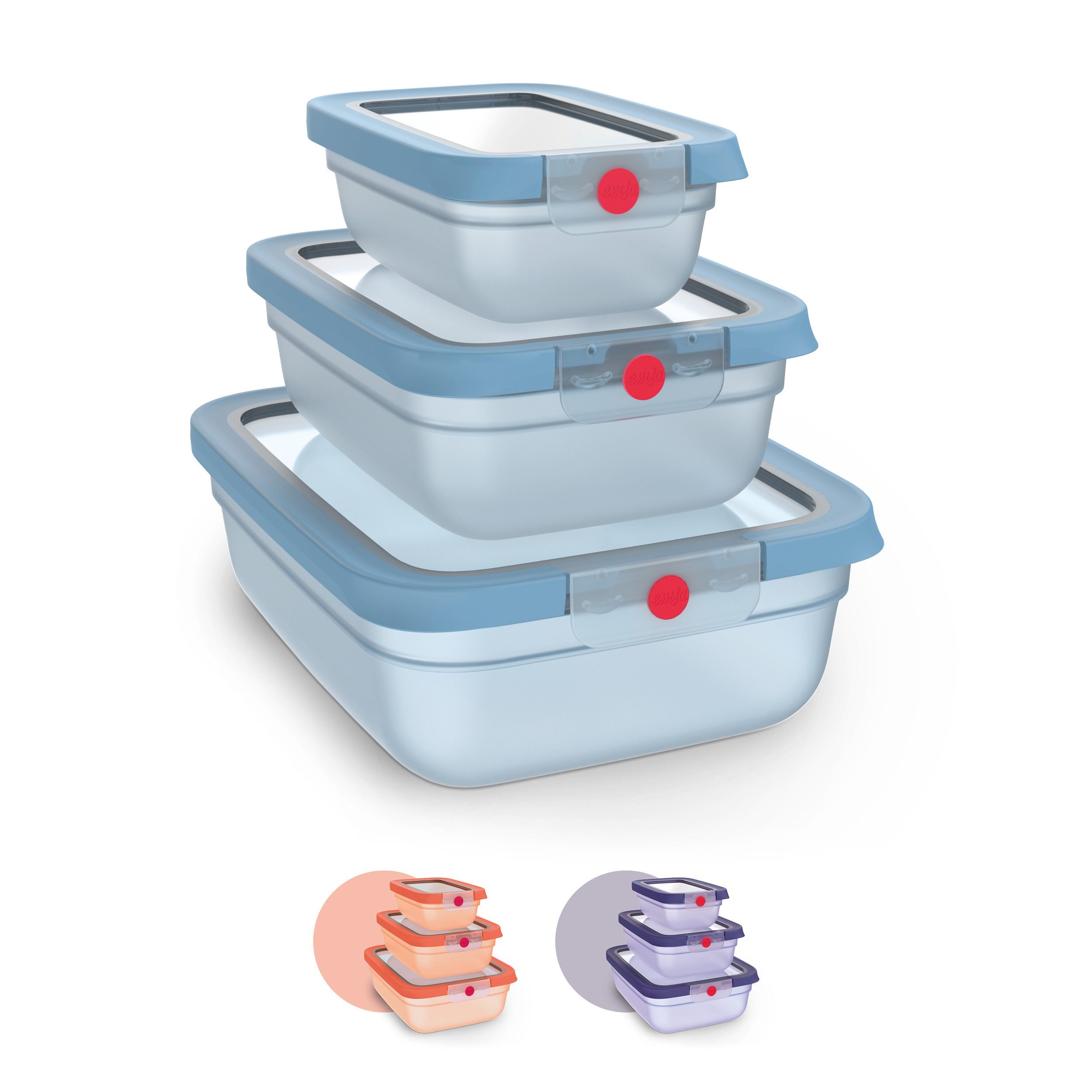 Emsa Frischhaltedose oneClick, Polyprophylen (PP), (Set, 3-tlg), verschlossen mit nur 1 x Klick, 100% dicht, made in Germany