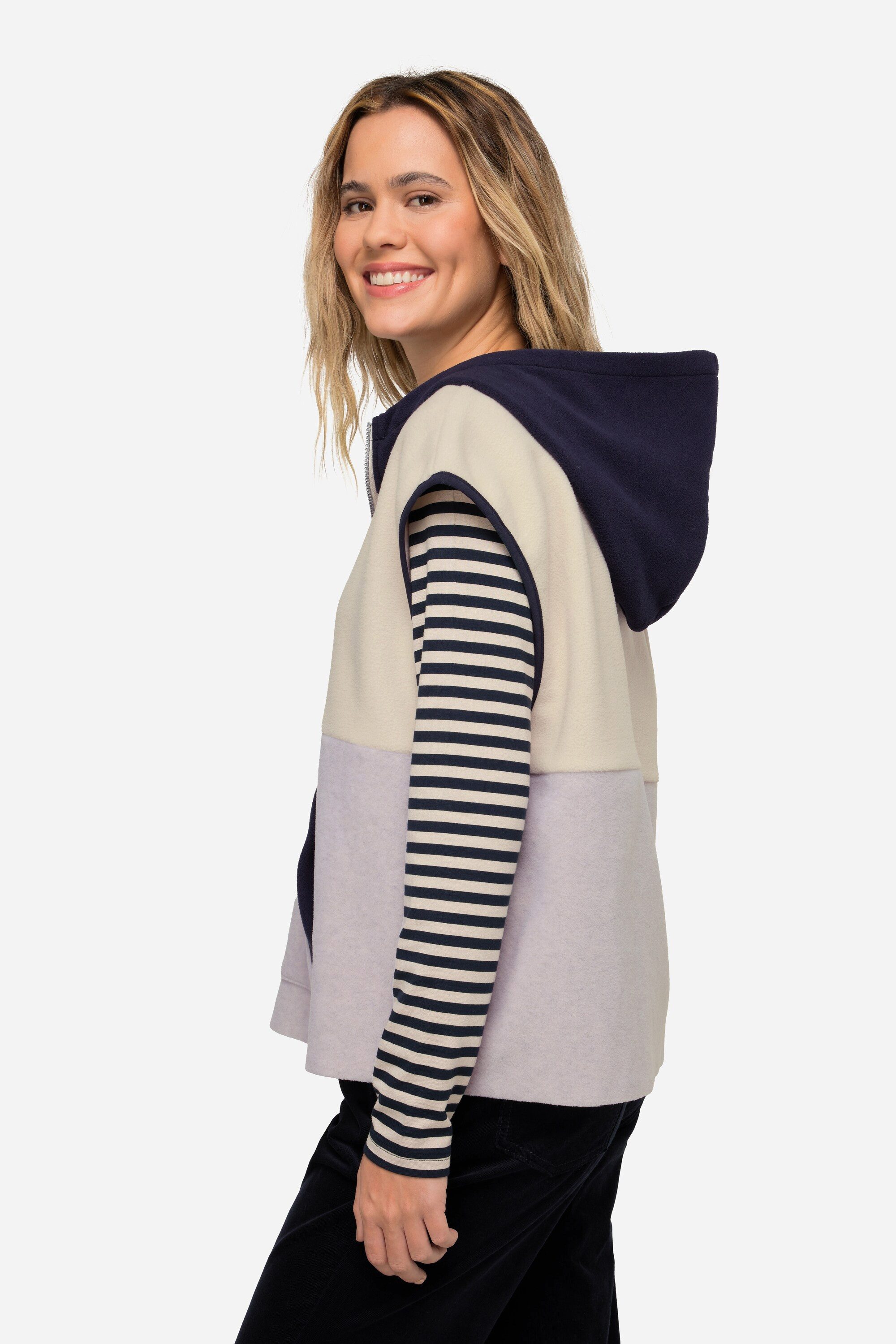 Laurasøn Sweatshirt Pullunder Fleece farbige Kapuze