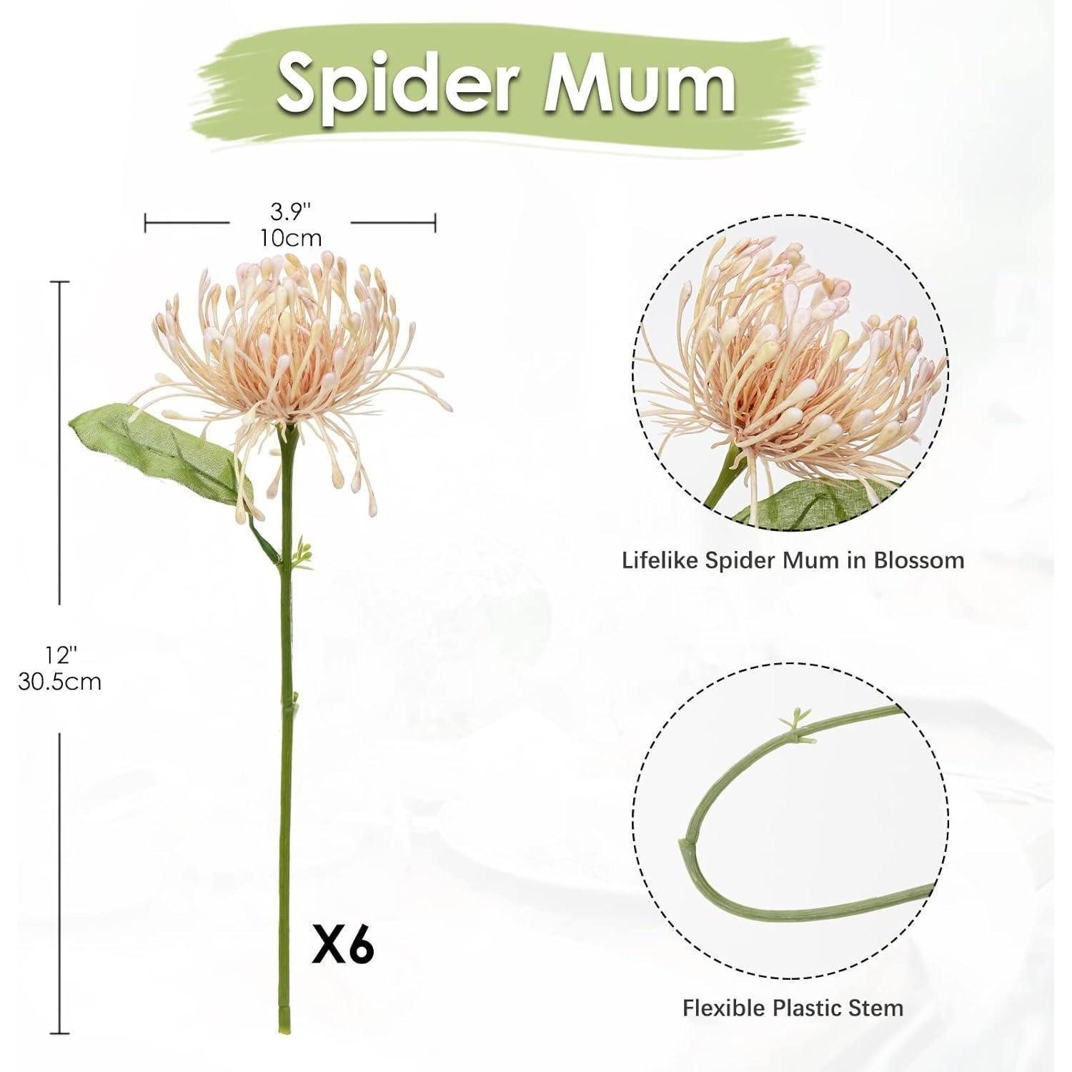 Kunstblume Kunstblumen Chrysantheme 6 Stück Blumengesteck Stiel Bisque 30cm, LuxusKollektion