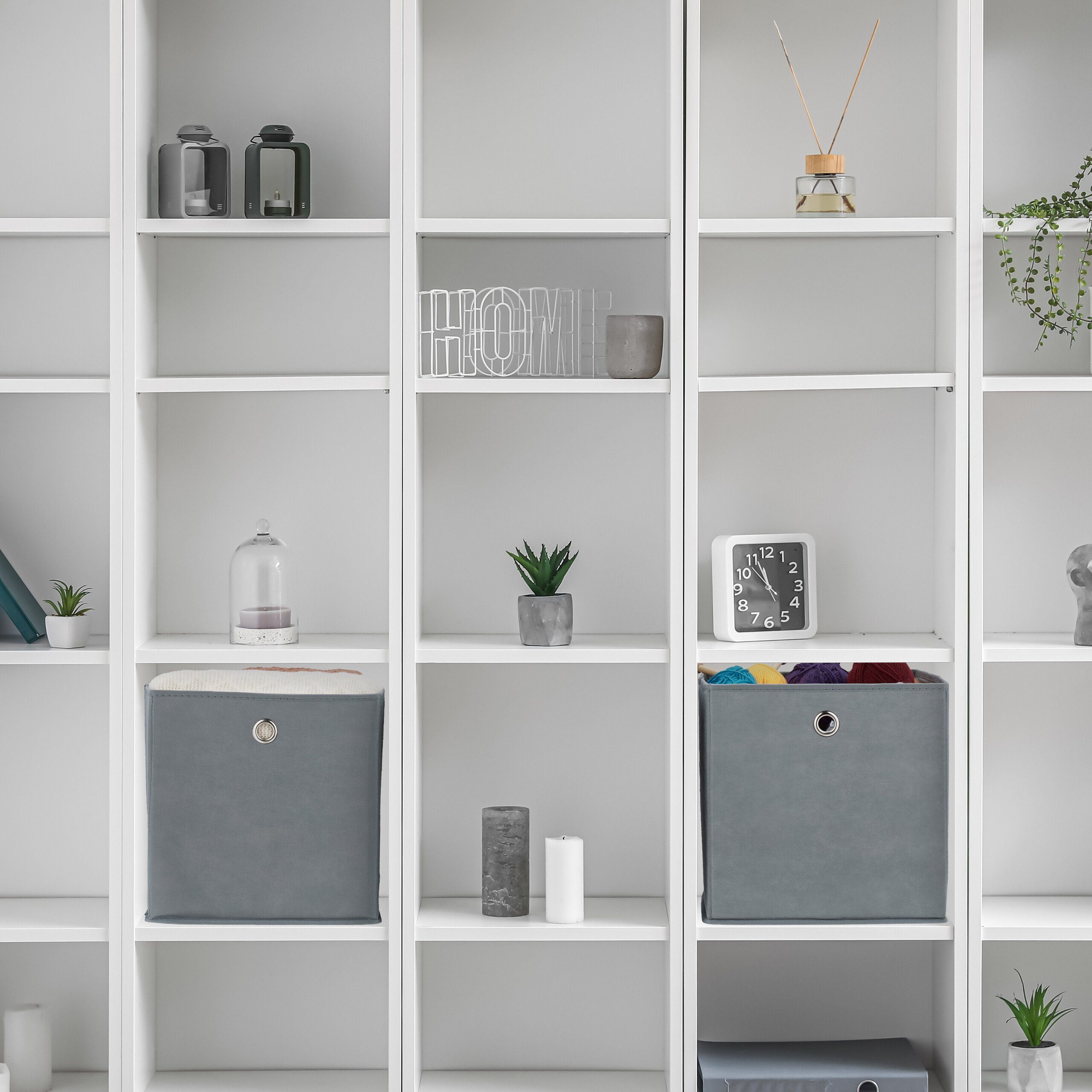 relaxdays Aufbewahrungsbox Graue Aufbewahrungsbox im 4er günstig online kaufen