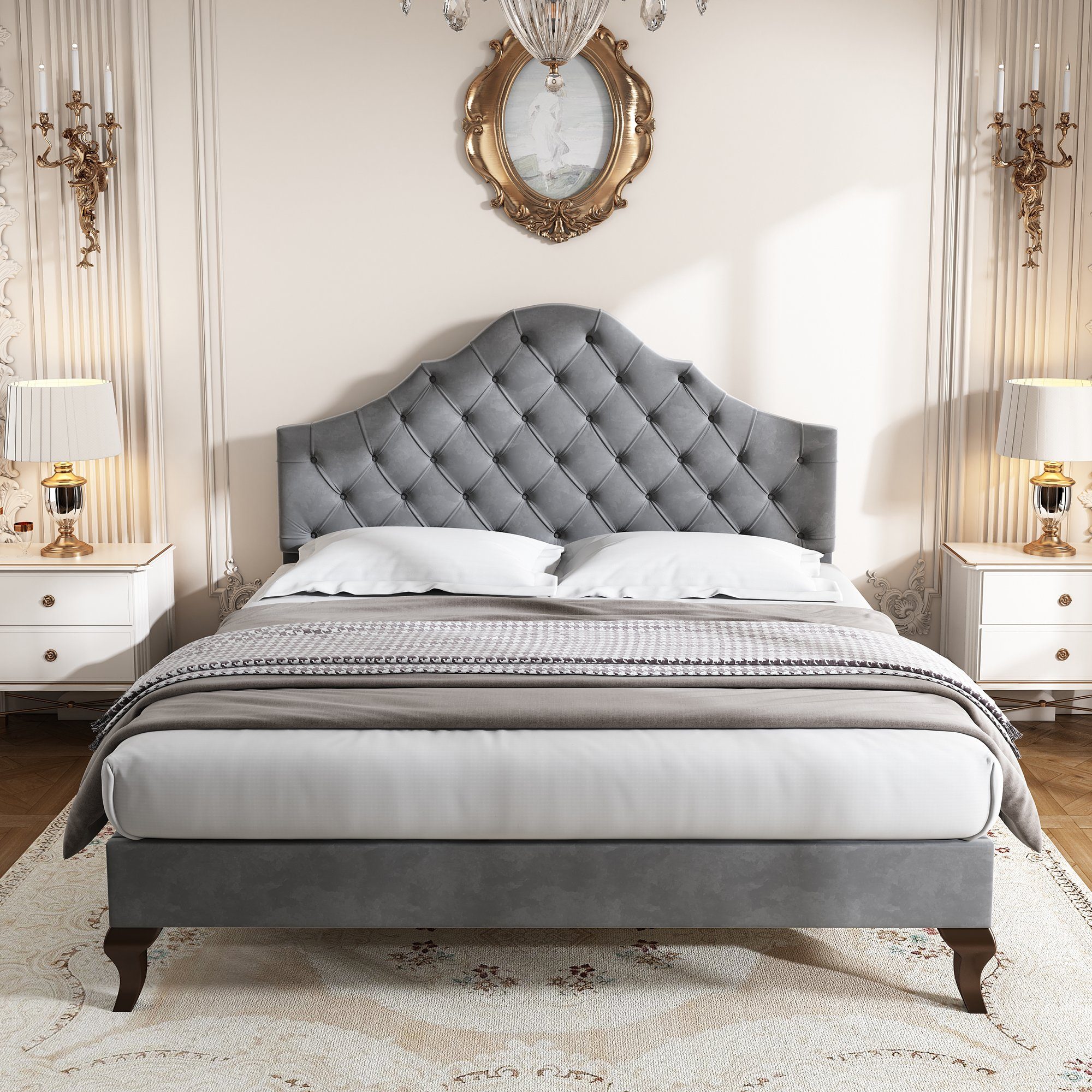OKWISH Polsterbett Jugendbett (Samt Doppelbett, mit günstig online kaufen