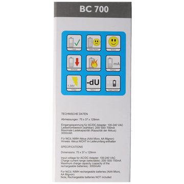 technoline Schnell-Ladegerät BC 700 mit Entladefunktion und LCD-Display Rundzellen-Lader