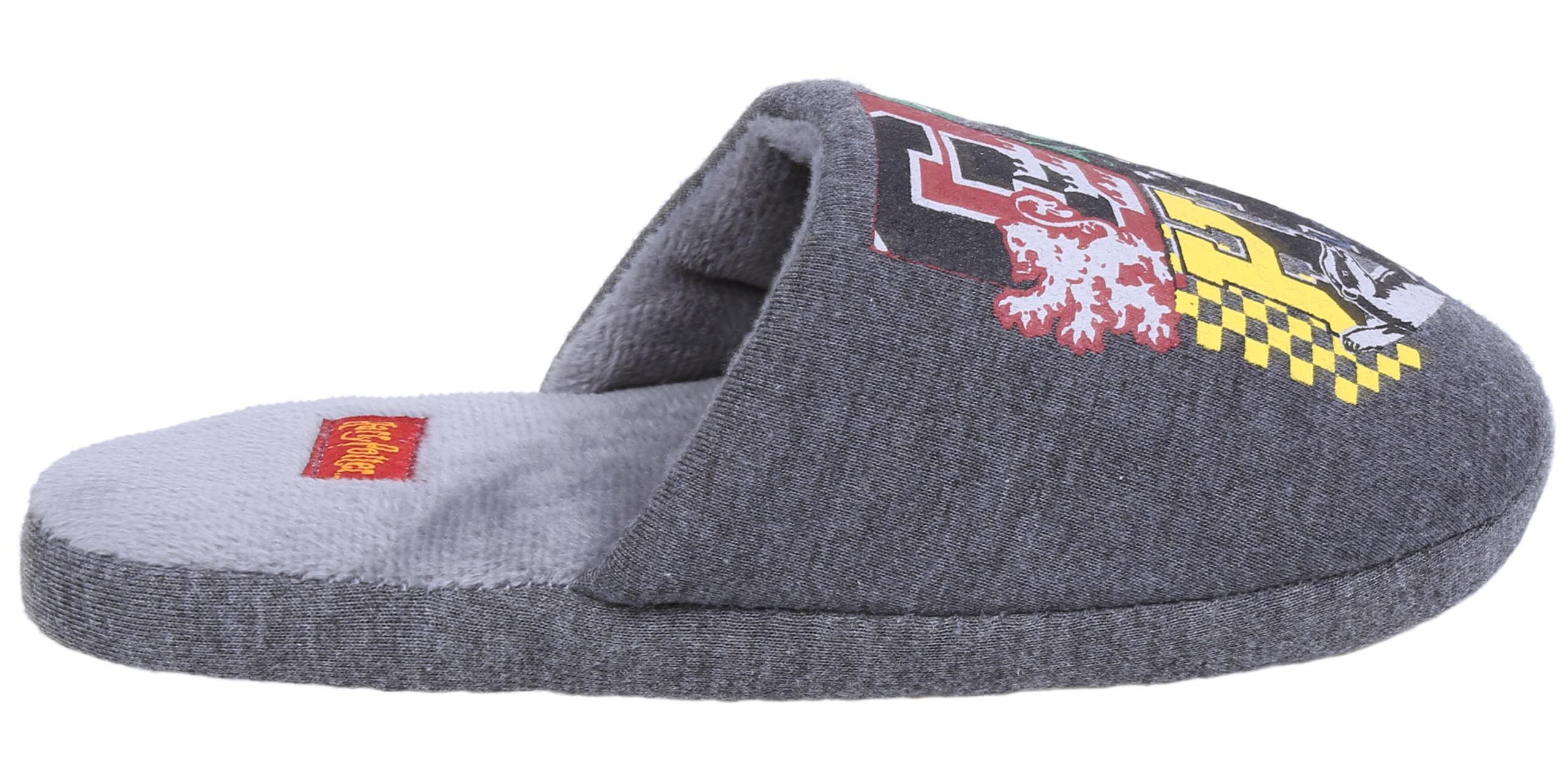 Sarcia.eu Dunkelgraue, warme Latschen, Hausschuhe, Wappen Harry Potter 28-29 EU Hüttenschuhe