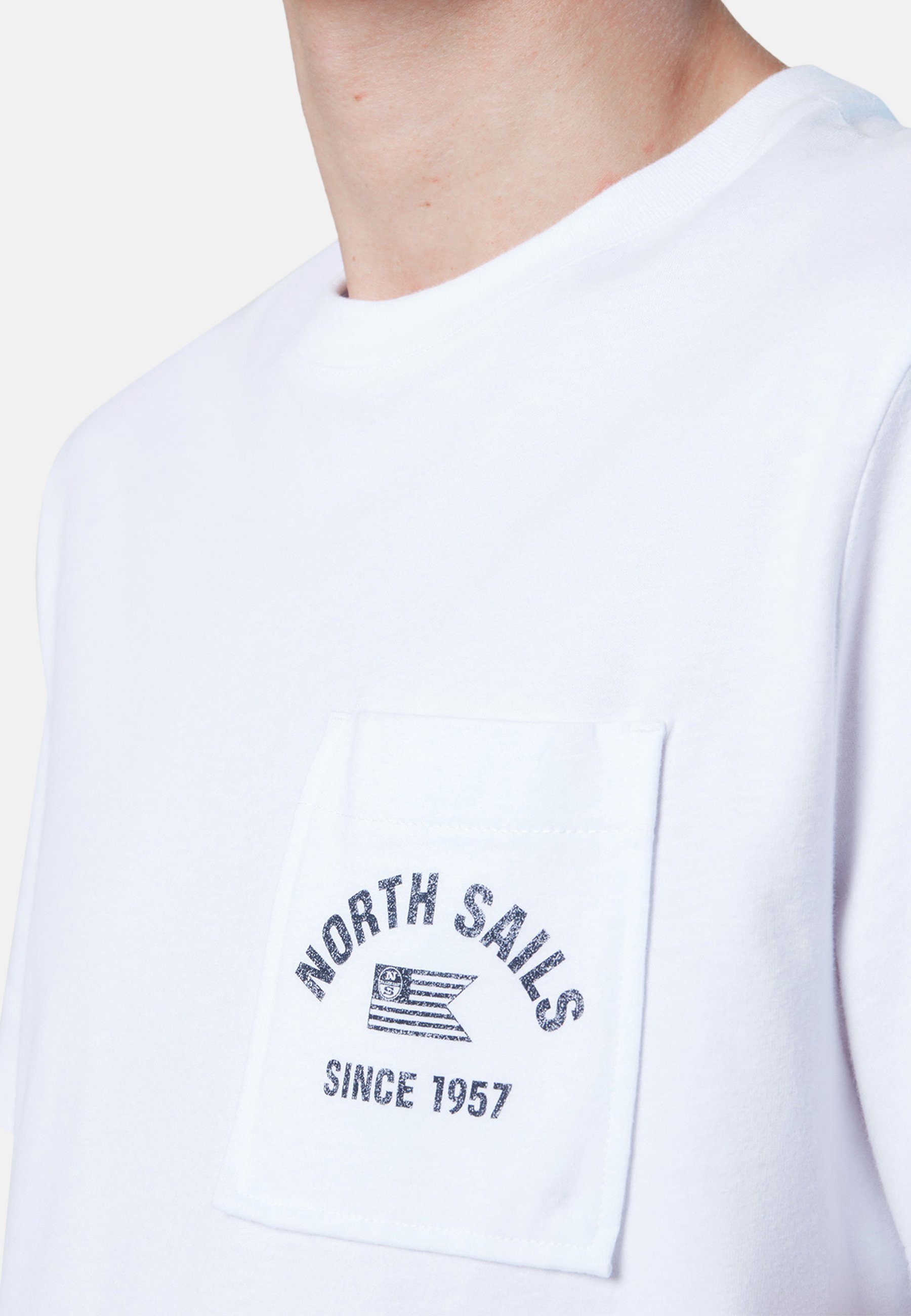 North Sails T-Shirt T-Shirt mit weiss Sonstiges Brusttasche