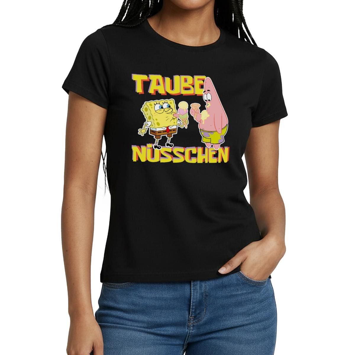 T-Shirt SpongeBob Schwammkopf Taube Nüsschen Patrick Eis Frauen T-Shirt