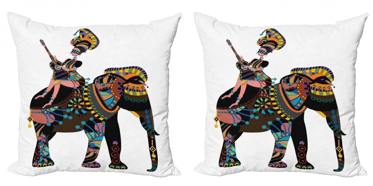Kissenbezüge Modern Accent Doppelseitiger Digitaldruck, Abakuhaus (2 Stück), Elefant Frau auf Säugetier