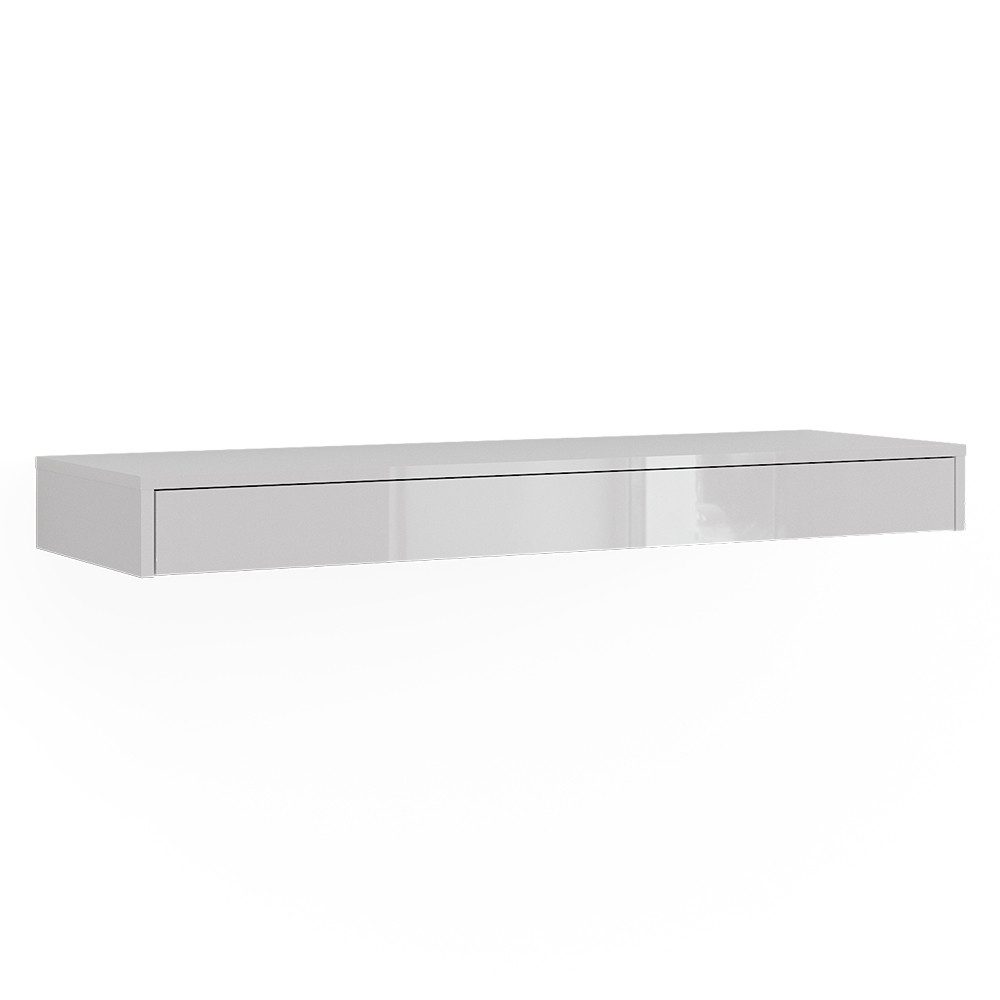 Vicco Bücherregal Sherry, Weiß Hochglanz, 120 x 12 cm mit Schublade, 1-tlg.