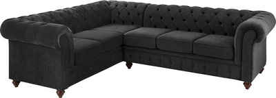 Home affaire Chesterfield-Sofa Duc Ecksofa L-Form, hochwertige Knopfheftung im Rücken, Samtoptik mit changierender Optik