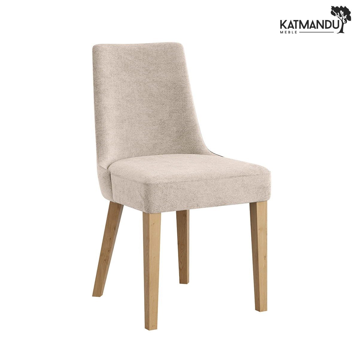 Katmandu Esszimmerstuhl Carini Esszimmerstuhl mit Rebel Bezug Beige und Holzbeinen, Seniorenstuhl, Pflegestuhl