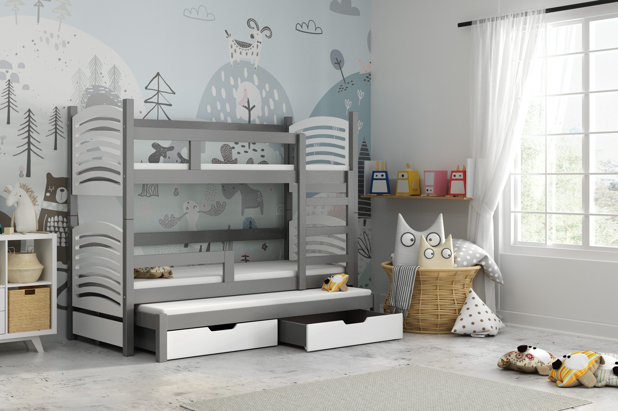 thematys Hochbett Etagenbett optional mit Ausziehbett + Inklusive Matratzen günstig online kaufen