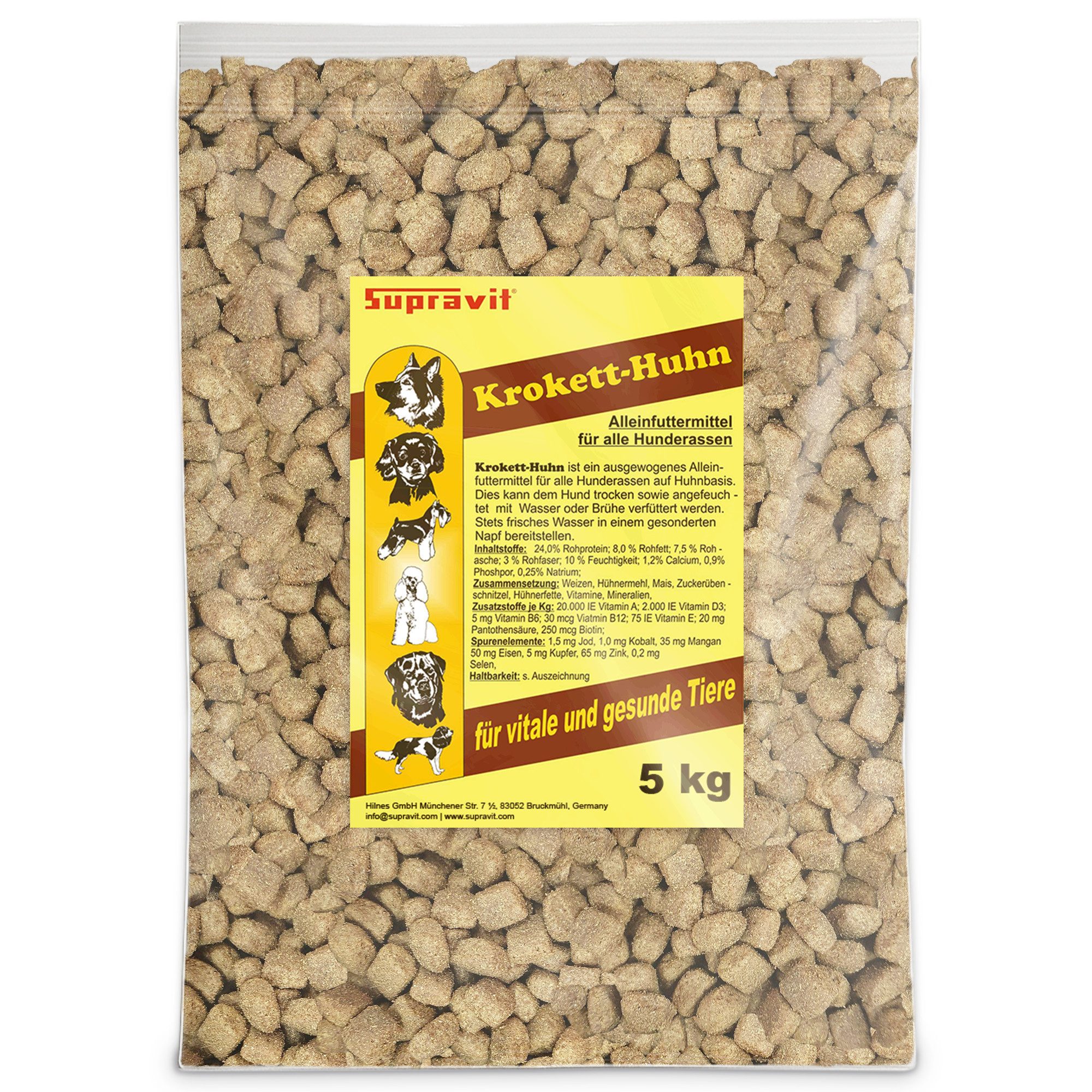 Supravit Hundefutter trocken Huhn mit Mais -Hunde Trockenfutter für alle Rassen, Trockenfutter für: Hund