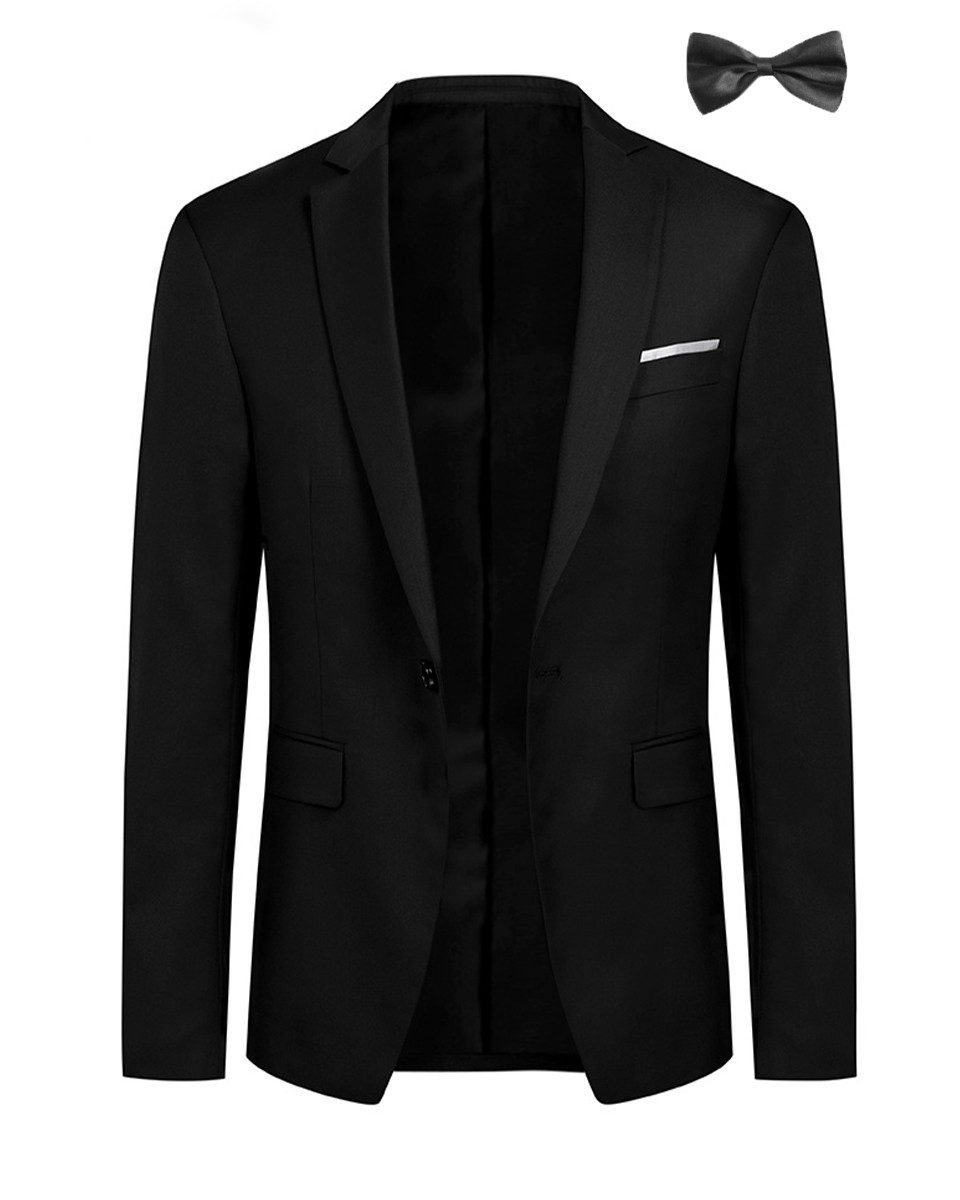 Allthemen Anzugsakko (2 tlg) mit einem Knopf Herren Slim-Fit-Anzugjacke mit Fliege