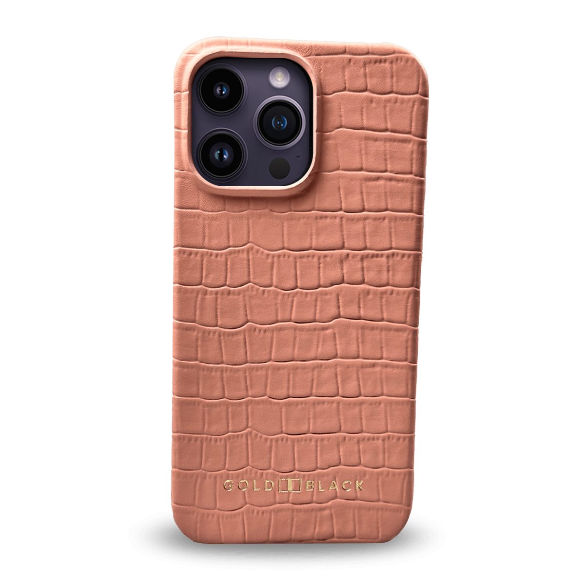 GOLDBLACK Handyhülle GOLDBLACK iPhone 14 Pro Max Slim Lederhülle Kroko-Prägung Lachsrosa
