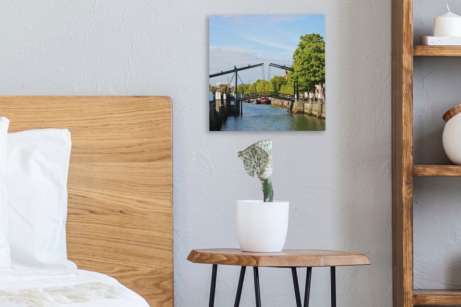 Leinwandbild Wohnzimmer - OneMillionCanvasses® Leinwand Brücke Dordrecht Niederlande, Schlafzimmer Bilder für - (1 St),