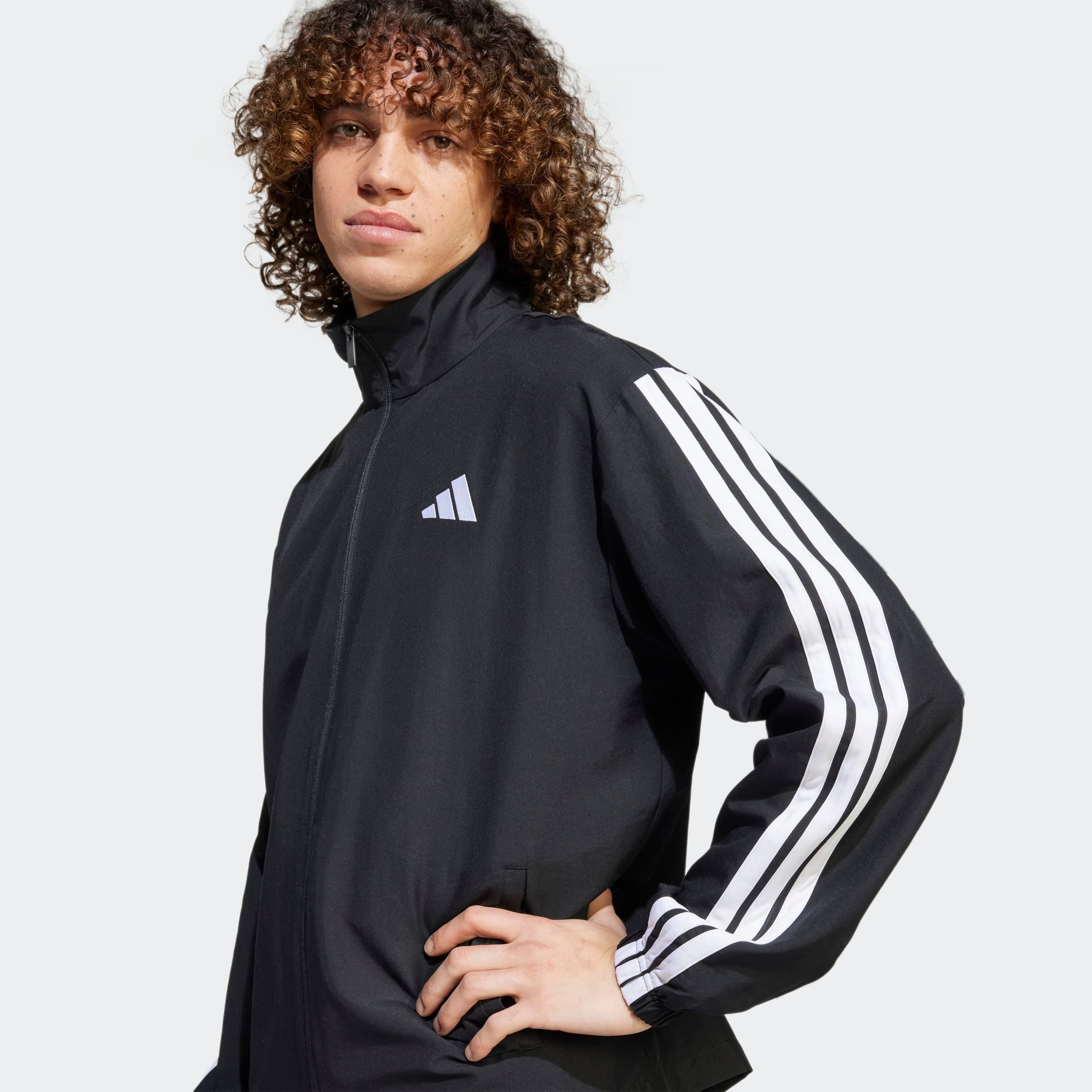 adidas Sportswear Trainingsanzug M 3S WV TT TS (2-tlg), zweiteiliges Set, aus Polyester, mit durchgehendem Reißverschluss