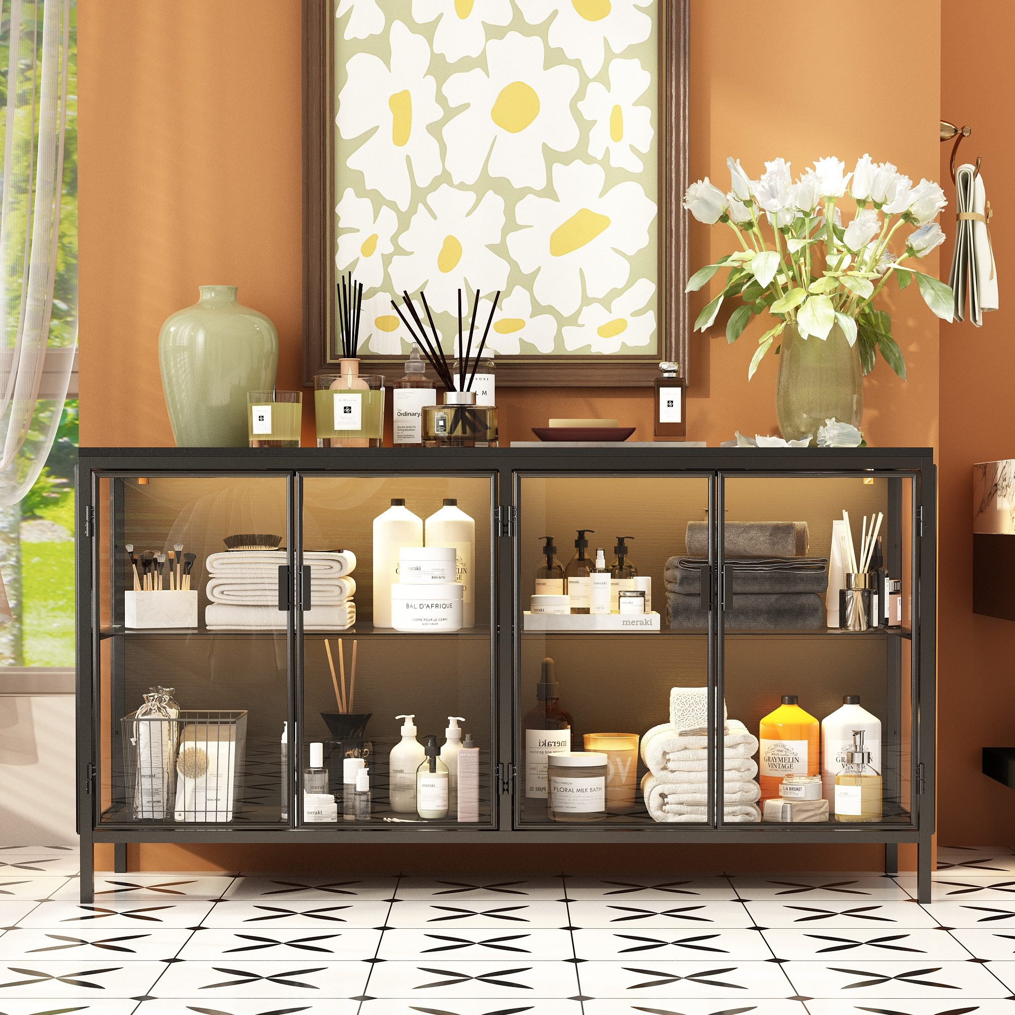 FUFU&GAGA Sideboard Glas-Sideboard, mit Beleuchtung 3 günstig online kaufen
