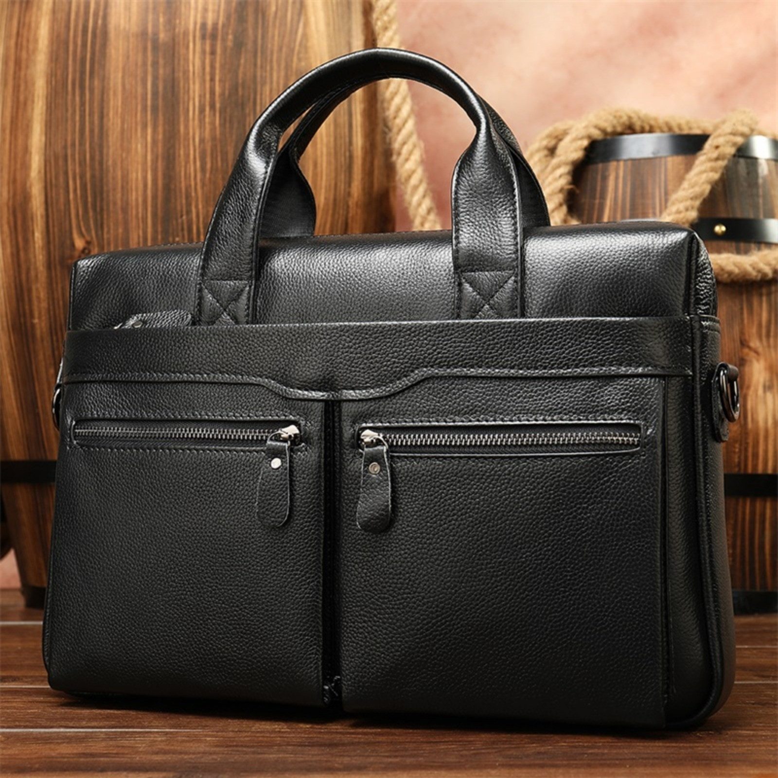 YUBRO-STUDIO Aktentasche Echtes Leder Herren Laptop Tasche Verstellbarer Sc günstig online kaufen