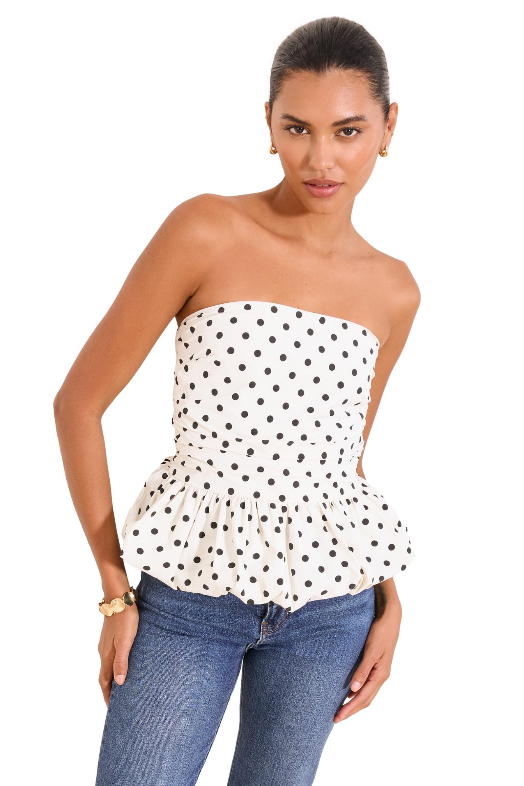 LIPSY Bandeautop Lipsy Trägerloses Top mit Puffsaum (1-tlg)