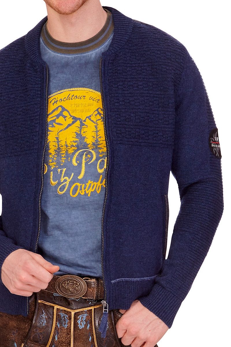 Spieth & Wensky Trachtenstrickjacke Strickjacke Herren - TALHEIM - marine, silbergrau – Bild 2 von 5