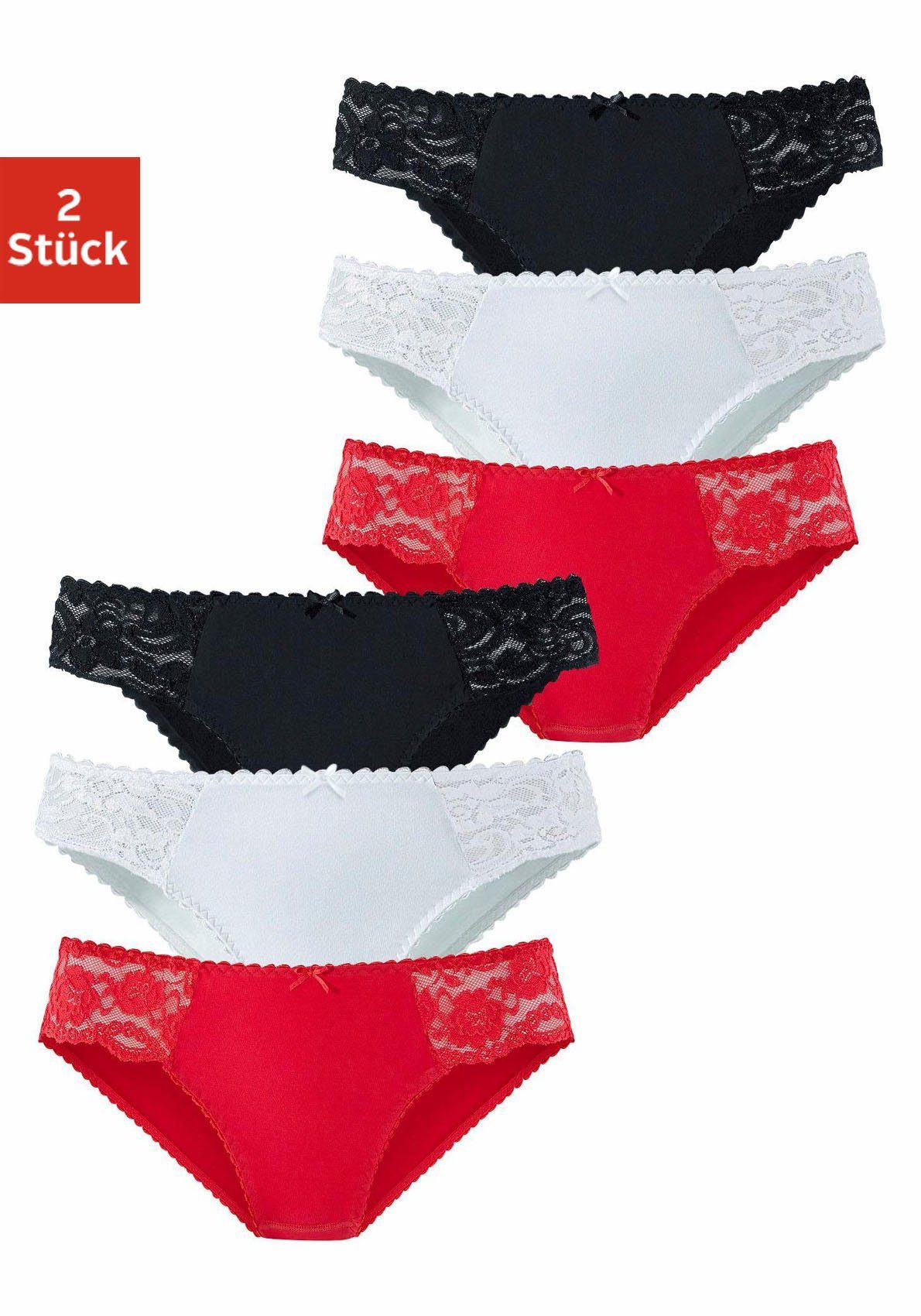 petite fleur Jazz-Pants Slips (Packung, 6-St) aus elastischer Baumwoll-Qualität rot, schwarz, weiß