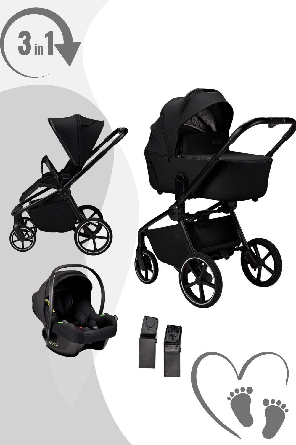 Moon Kombi-Kinderwagen Resea 2.0 Komkinderwagen 3in1-Set mit Cosmo 2.0