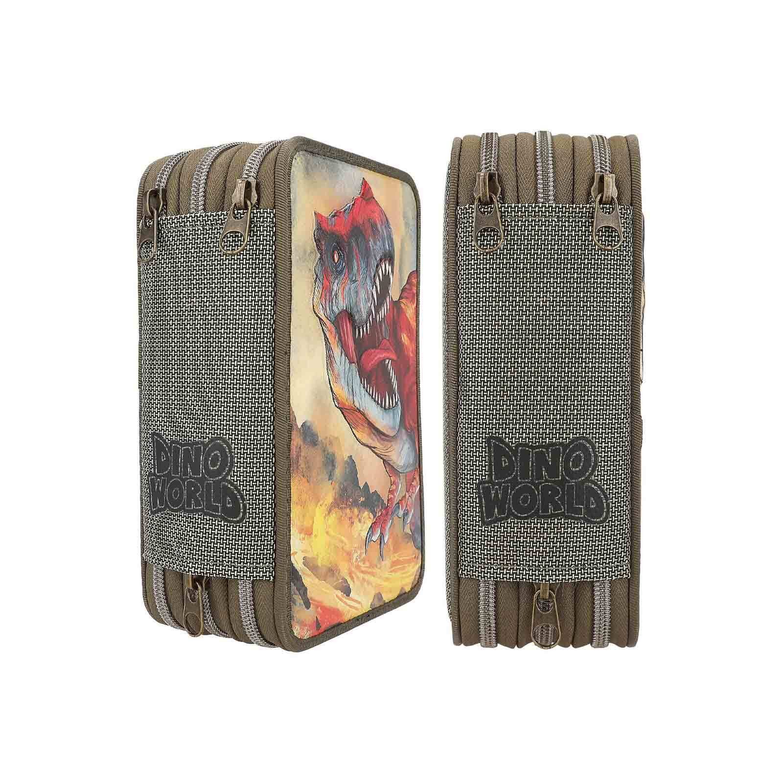 Depesche Federmäppchen Dino World 3-Fach Federtasche mit 3D Effekt, (1-tlg)