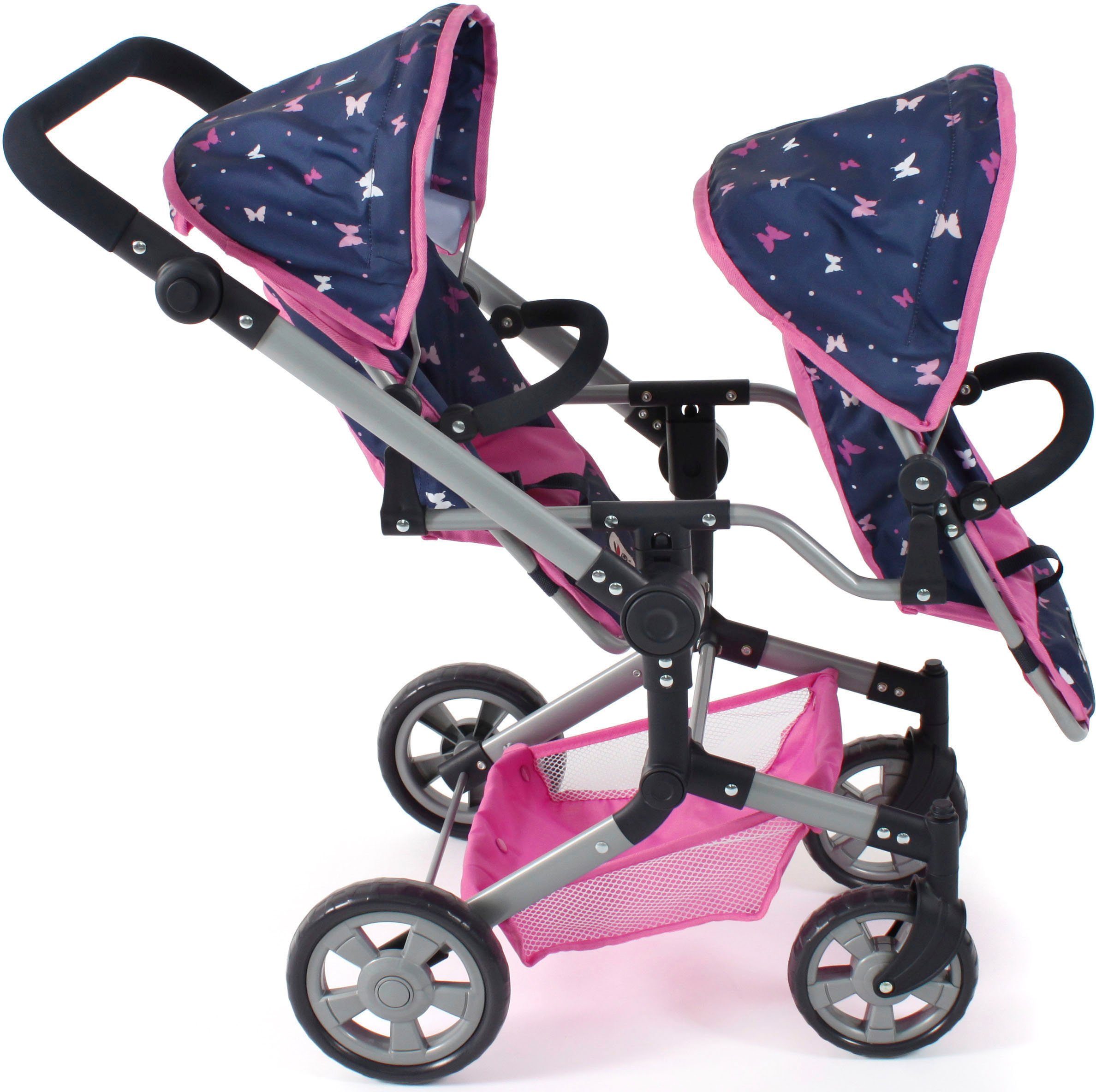 CHIC2000 Puppen-Zwillingsbuggy Linus Duo, mit zwei abnehmbaren, bis in Liegeposition verstellbaren Sportsitzen