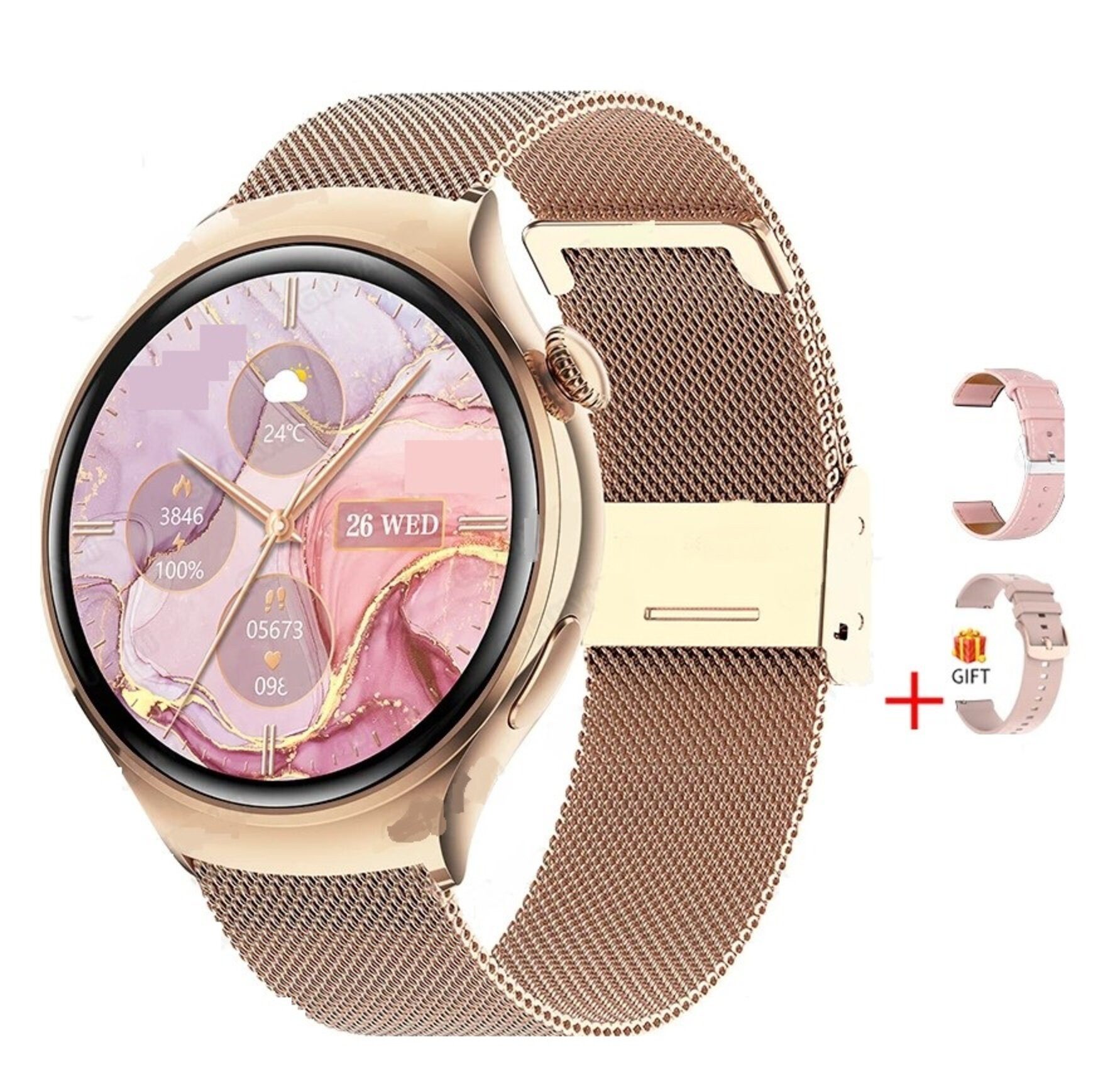 Nagham Ghazal Aswad Smartwatch AMOLED HD Bildschirm NFC Bluetooth Anruf 2025 Smartwatch (4cm cm/1.27 Zoll)