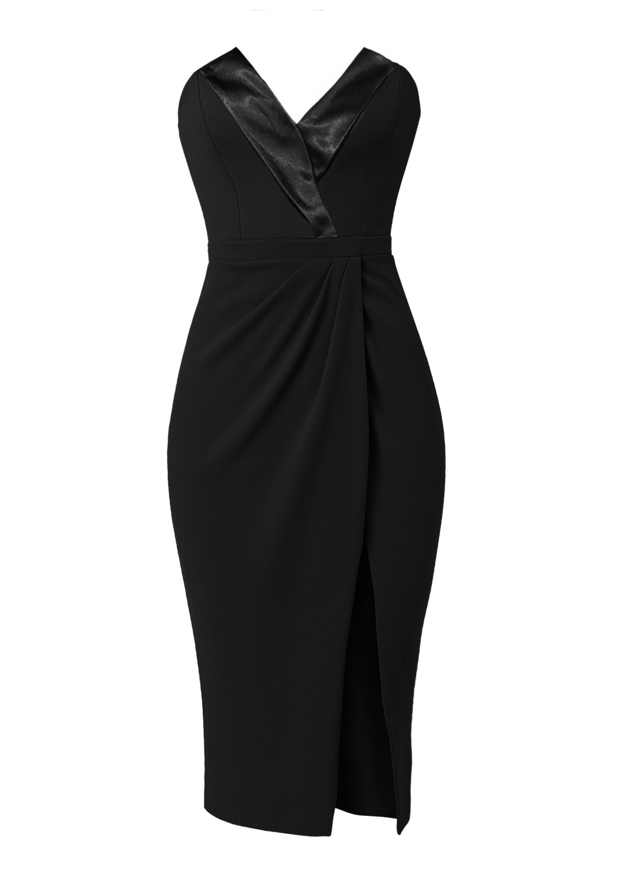 Goddiva Midikleid Satin Collar Scuba Midi Dress Satinkragen, Wickeloptik, f günstig online kaufen