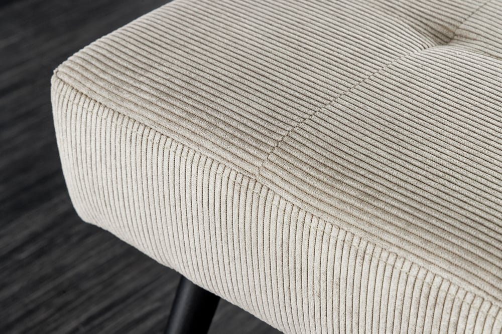riess-ambiente Sitzbank BOUTIQUE 100cm hellgrau/schwarz - Cord-Bezug, Metallbeine (Einzelartikel, 1-St), bequeme Polsterung mit Ziernähten – ideal für Flur oder Wohnbereich