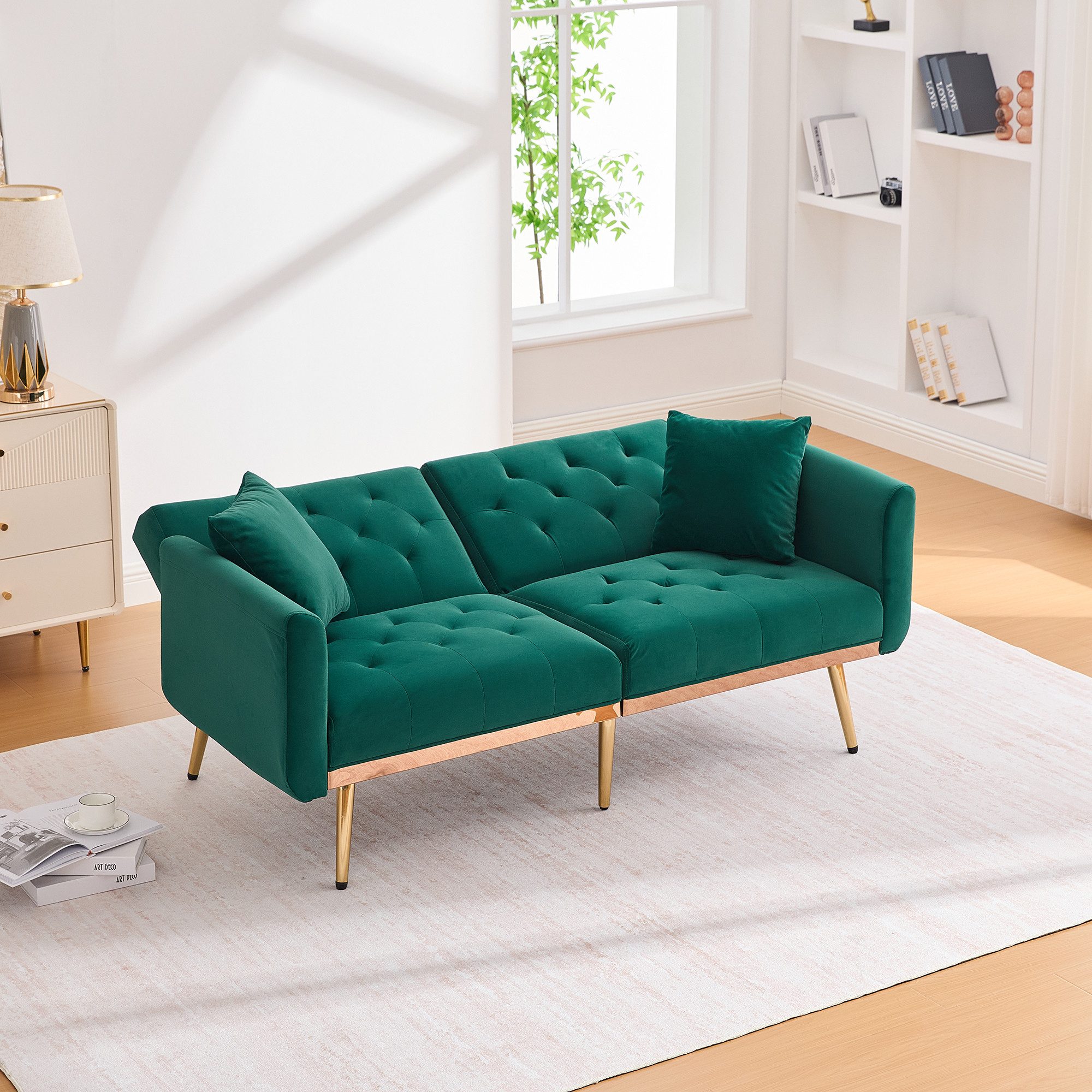 Odikalo 2-Sitzer Schlafsofa Chaiselongue mit Kissen günstig online kaufen