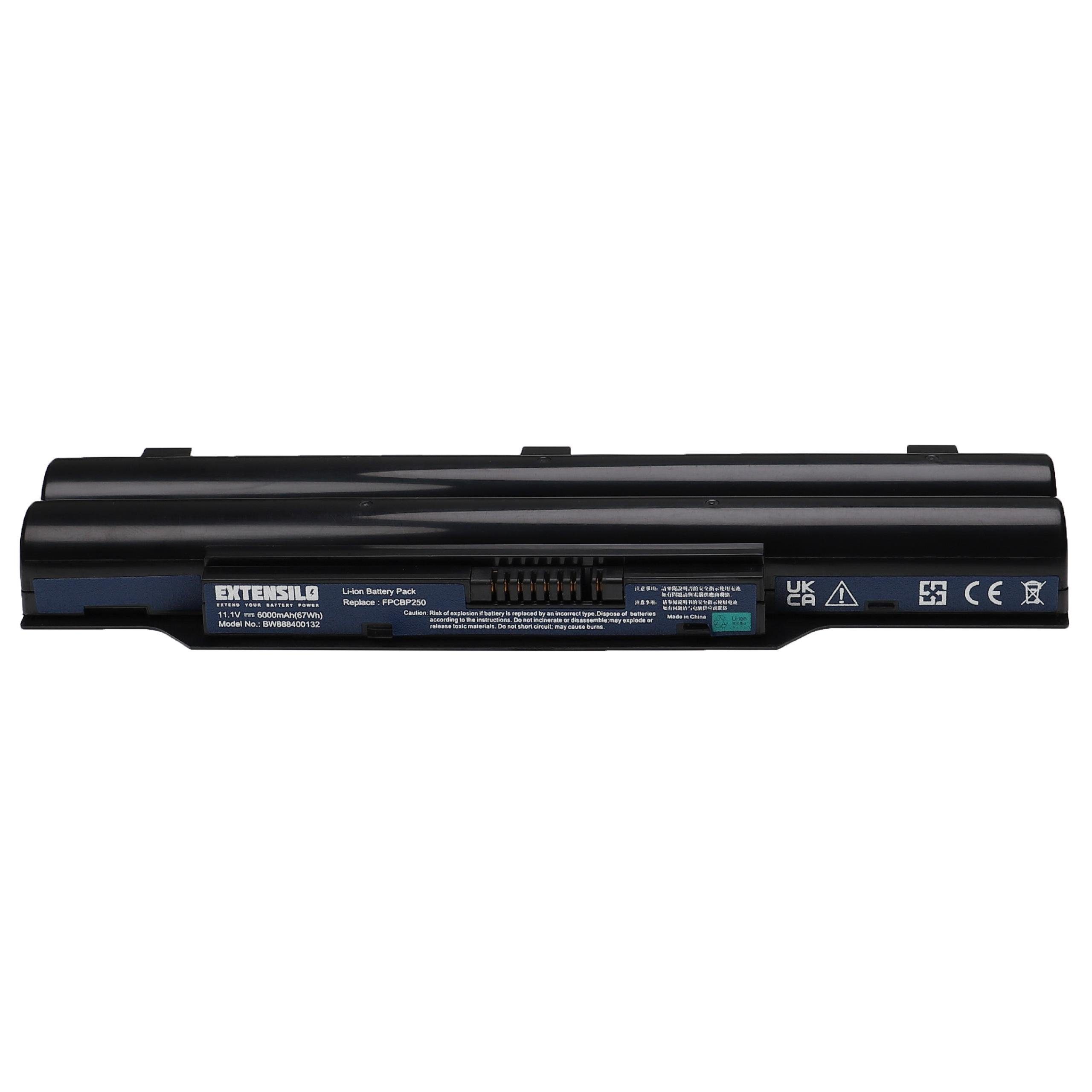 Extensilo kompatibel mit Fujitsu Siemens LifeBook PH50/E, PH521, LH701A, PH50/C Laptop-Akku Li-Ion 6000 mAh (11,1 V)