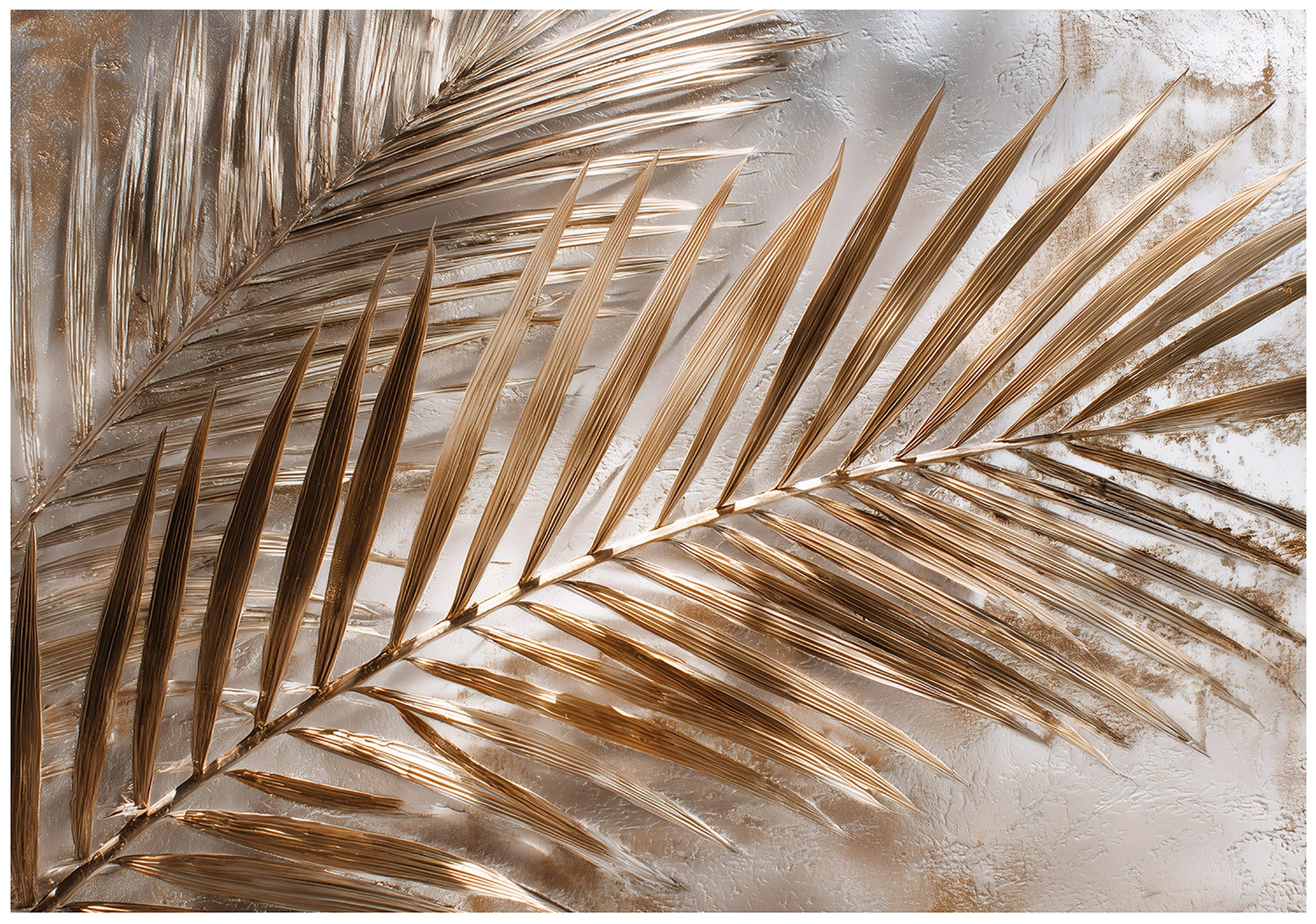 Wallarena Fototapete Blätter Gold Grau Vlies Tapete Wohnzimmer Schlafzimmer Wandtapete, Glatt Vlies Washable, Blätter, Gold, Grau, (Packung, 2 St., Vlies Fototapete), Vliestapete schwarz Wohnzimmer Schlafzimmer Küche Tapete + Kleister