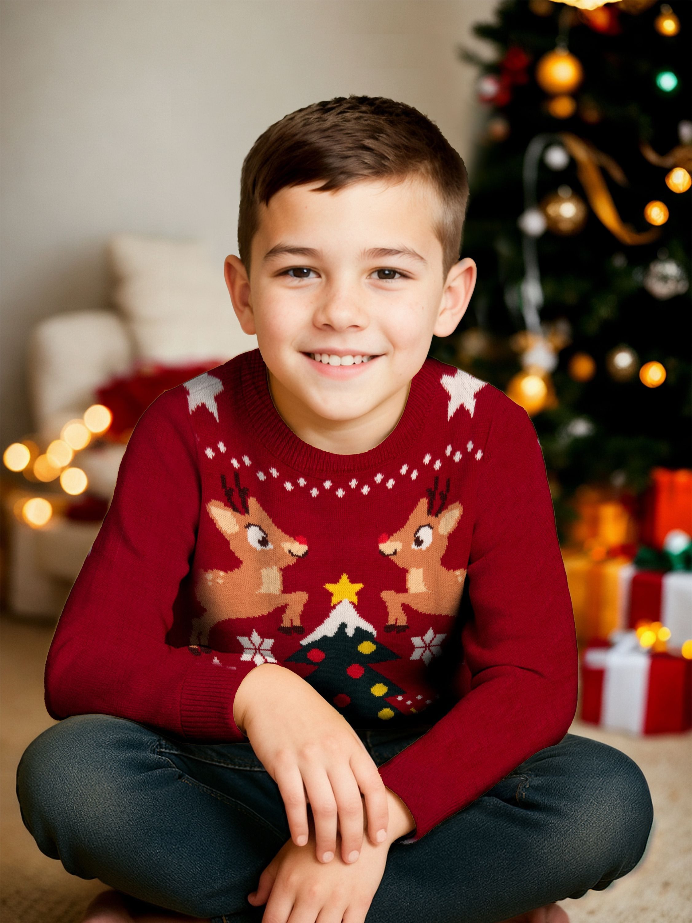 United Labels® Weihnachtspullover Rentiere - Ugly Sweater für Kinder