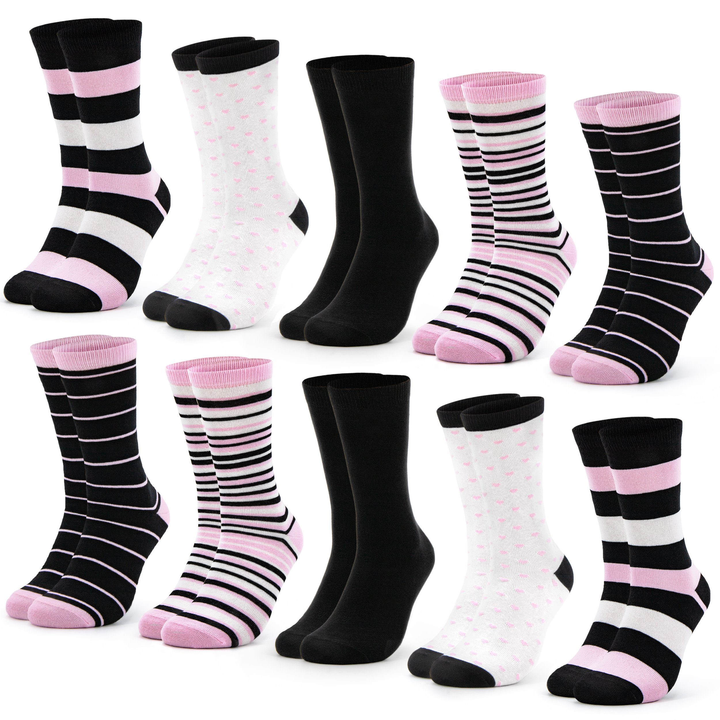 OCCULTO Basicsocken Damen 10er Pink Pack Lotte) (10-Paar) Baumwollsocken (Modell