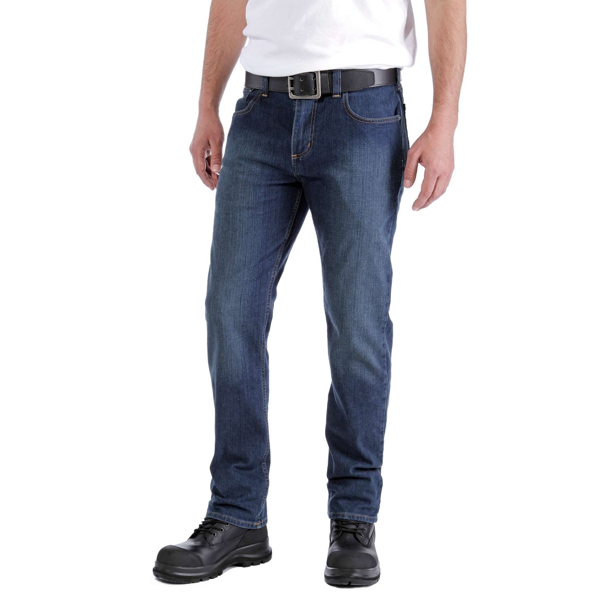 blue Stretch-Jeans RUGGED Carhartt light (1-tlg) RELAXED FLEX chambray JEAN STRAIGHT
