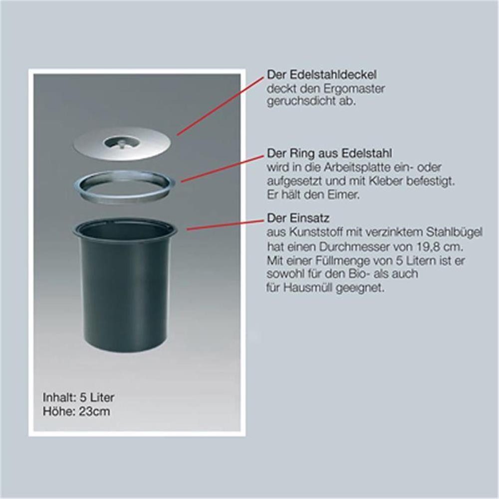 WESCO Einbaumülleimer 060014-47 Ergo-Master small, 5 Liter, Kunststoff-Einsatz