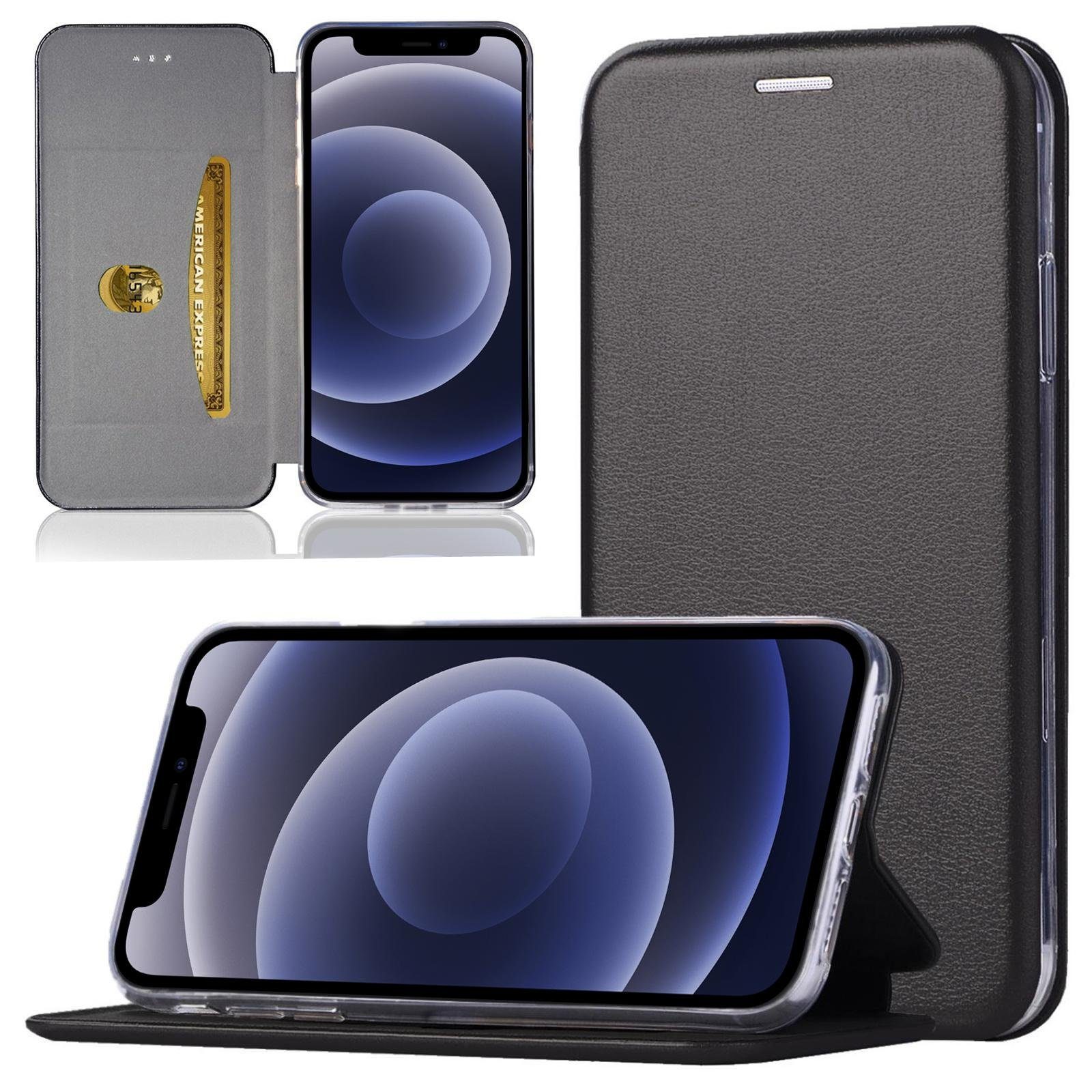 Numerva Handyhülle Handy Tasche Book Case für Apple iPhone 12, Klapphülle Flip Cover Hardcover Schutz Hülle Etui