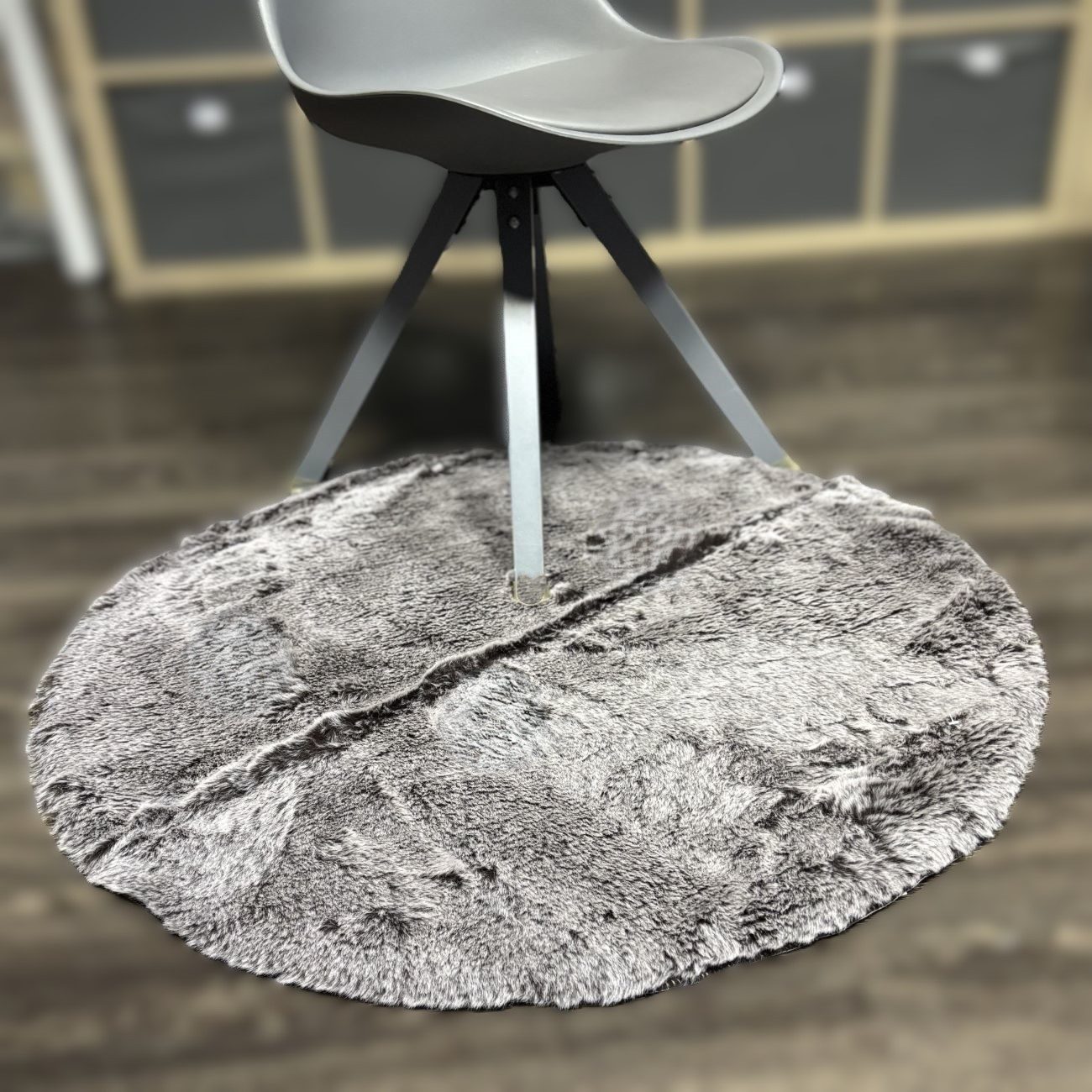 VIVA Home Fellteppich Teppich Dekofell Kuschelfell meliert Ø 90 cm, kuschelweich und warm