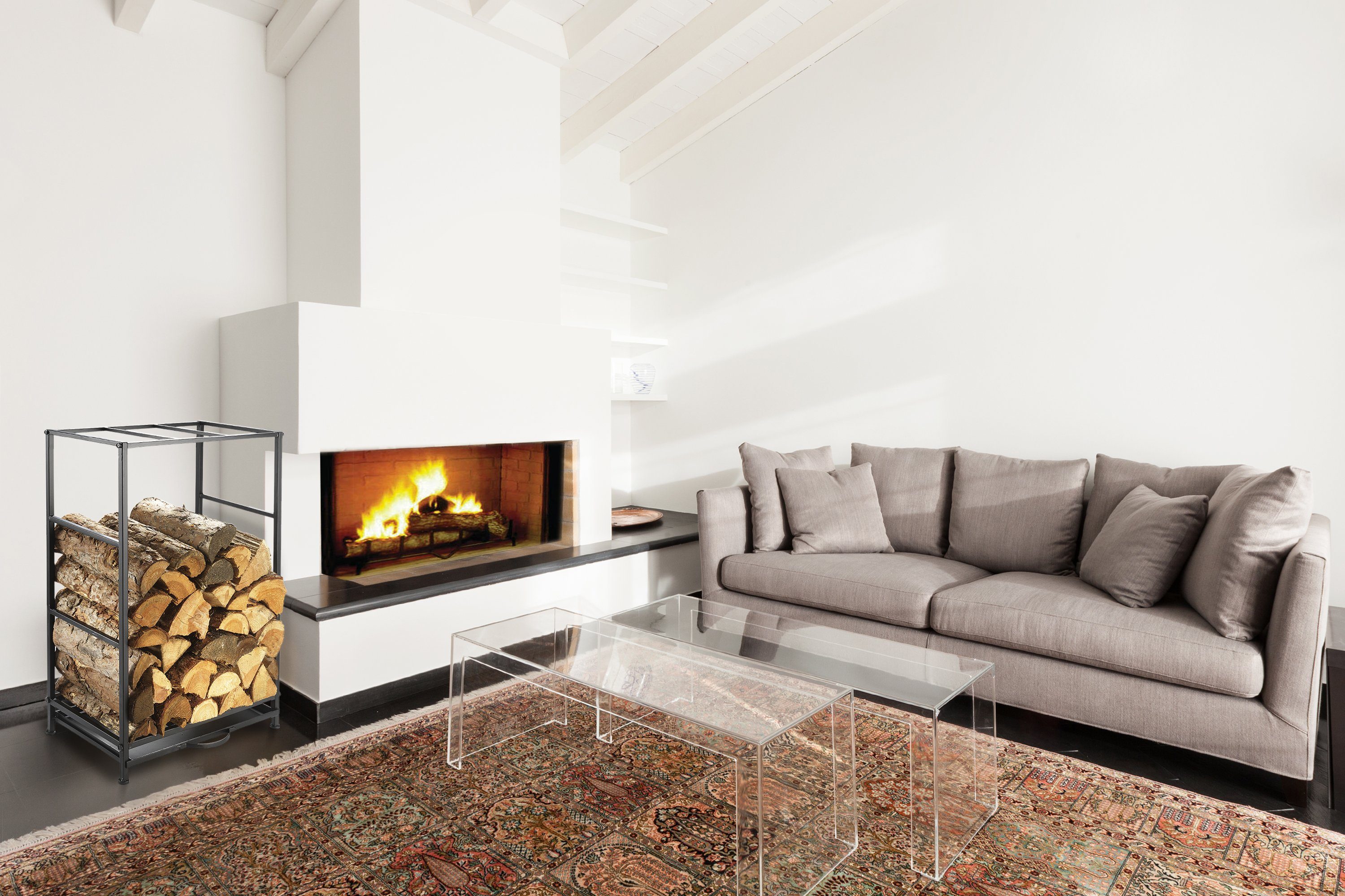 Kobolo Kaminholzregal Kaminholzständer aus Metall schwarz lackiert, BxTxH:5 günstig online kaufen