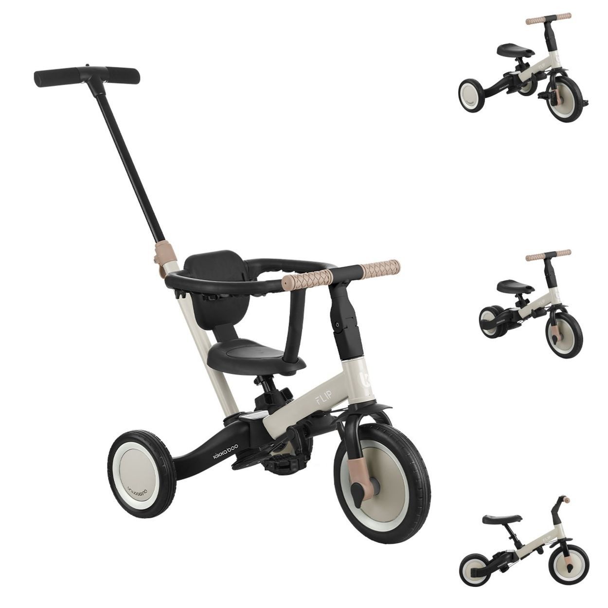 Kikkaboo Dreirad Flip 5 in 1, Laufradfunktion, Stahlrahmen, rutschfeste Griffe, Fußstütze, 25 kg