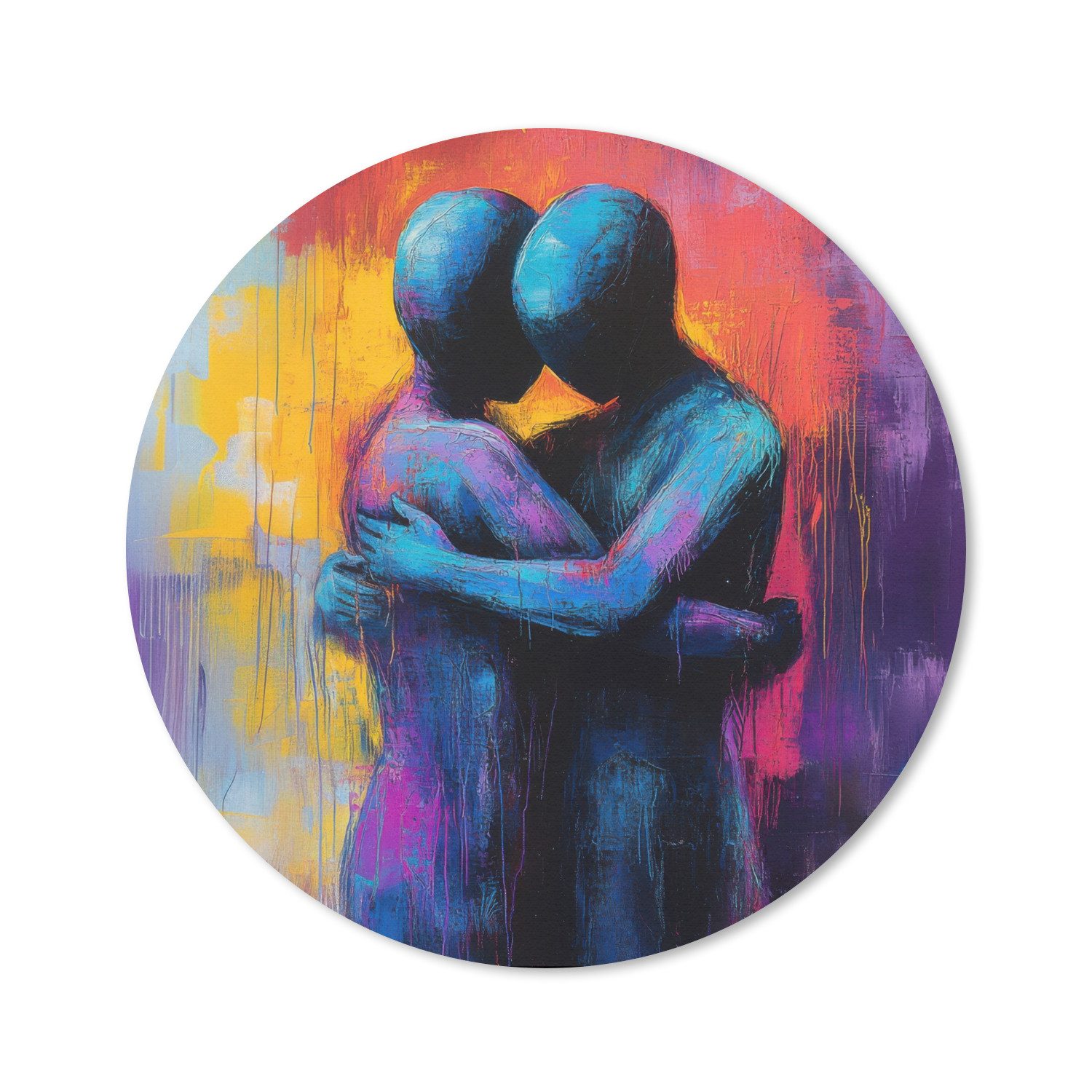 MuchoWow Mauspad Umarmung - Körper - Lila (1-St), Gaming, Rutschfester Unterseite, Mausunterlage, Rund 50x50 cm
