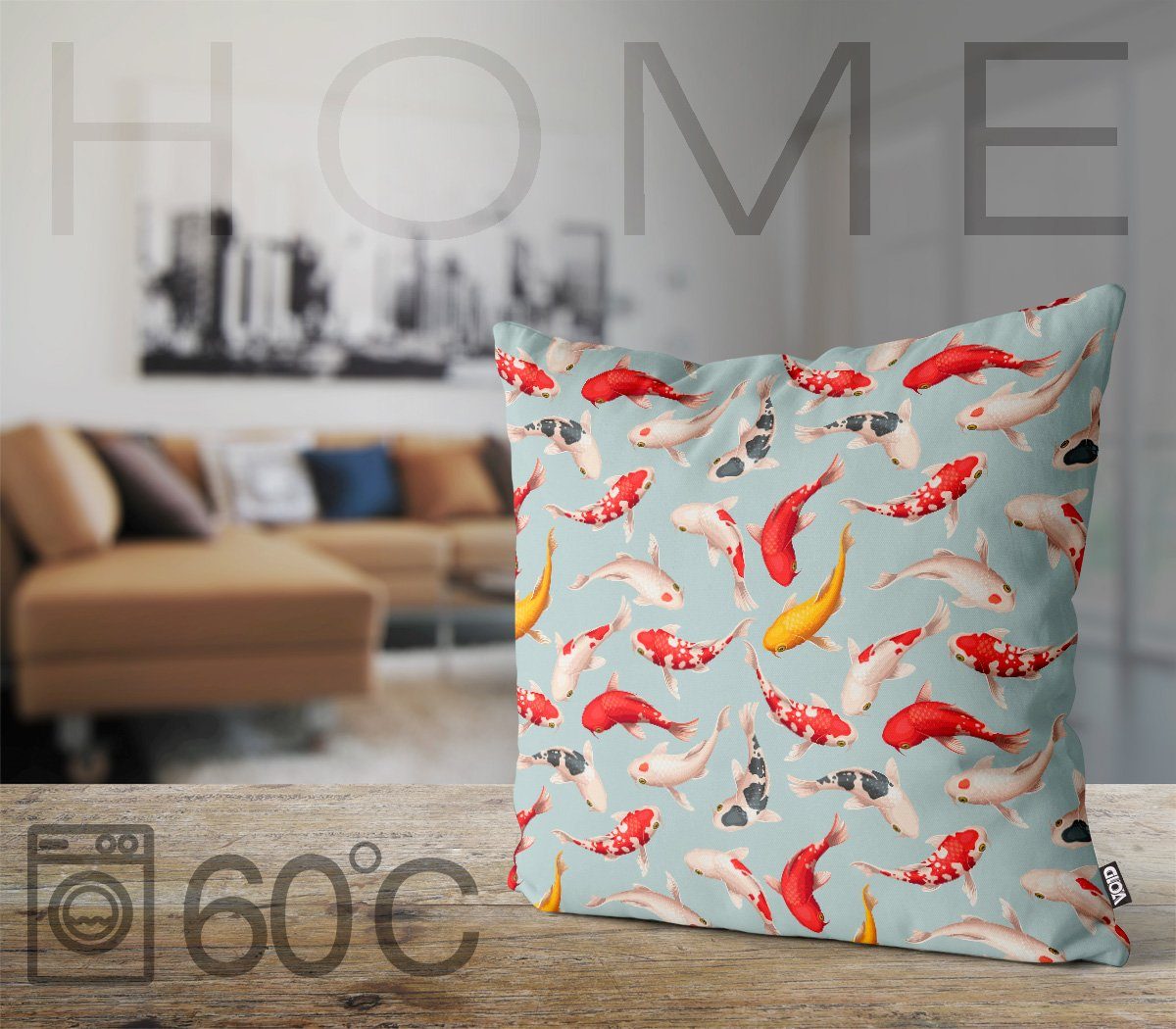 VOID Kissenbezug, (1 Stück), Japanisch Koifisch Koi Karpfen fisch koi karpfen Teich see zucht züch