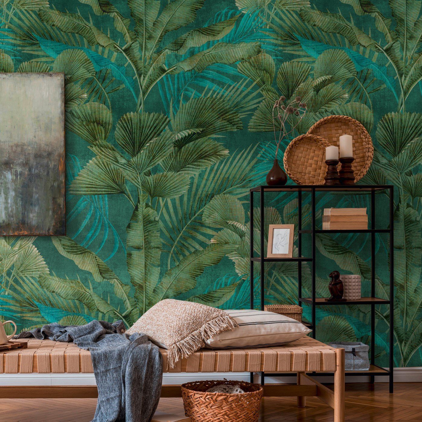 A.S. Creation Fototapete Dschungel 1,59 m x 2,8 m Grün-Blau FSC® günstig online kaufen